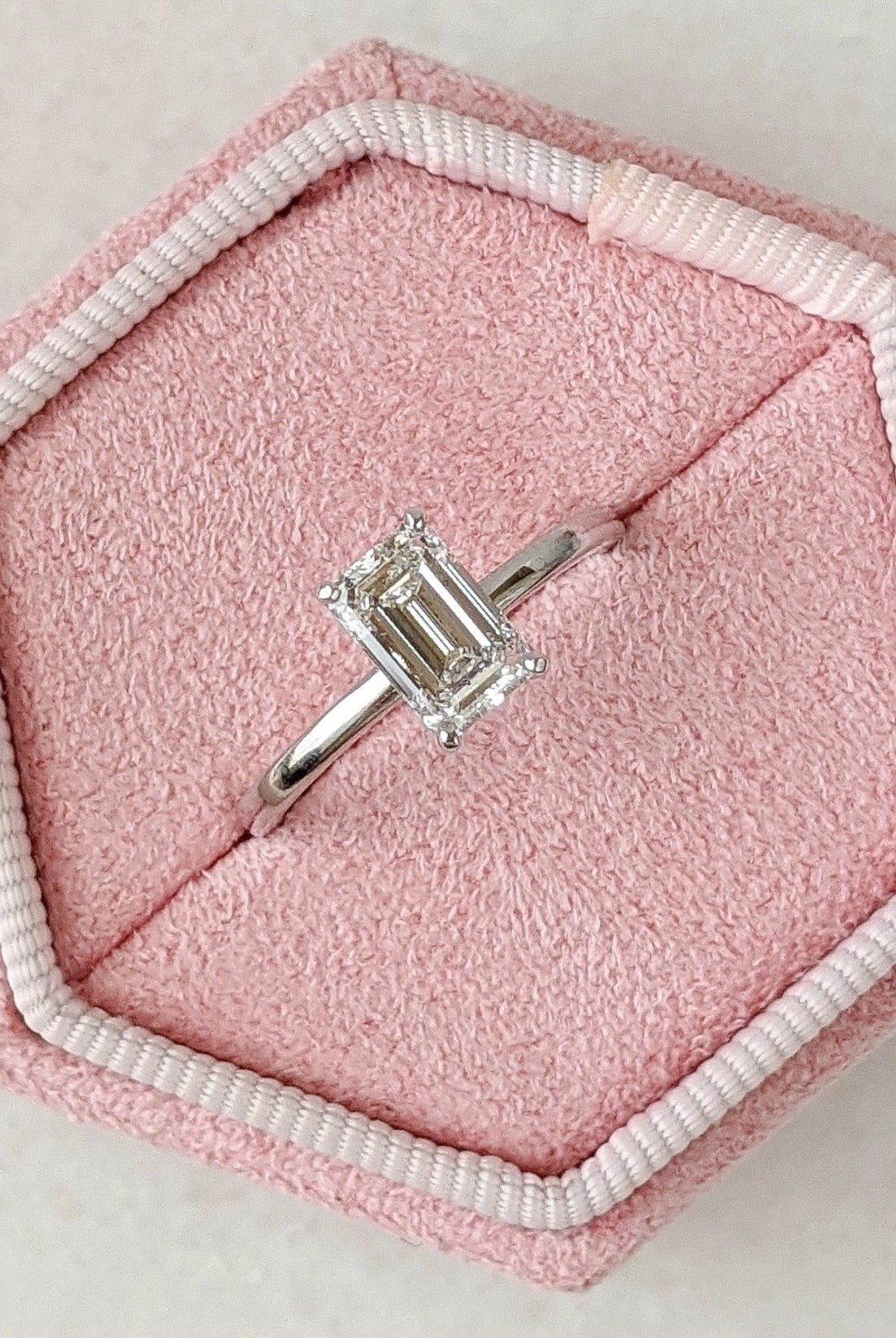1.30CT Emerald Cut Hidden Halo Moissanite Diamond Solitaire Engagement Ring