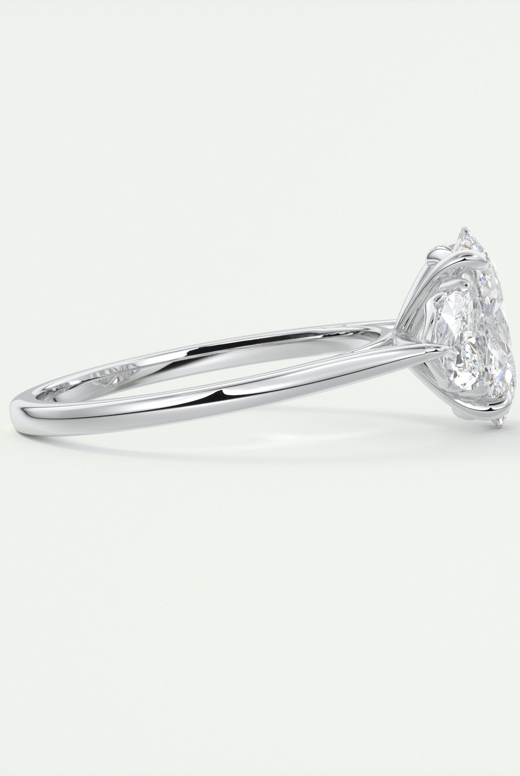 2.0CT Oval Four Prong Moissanite Diamond Three Stone Engagement Ring