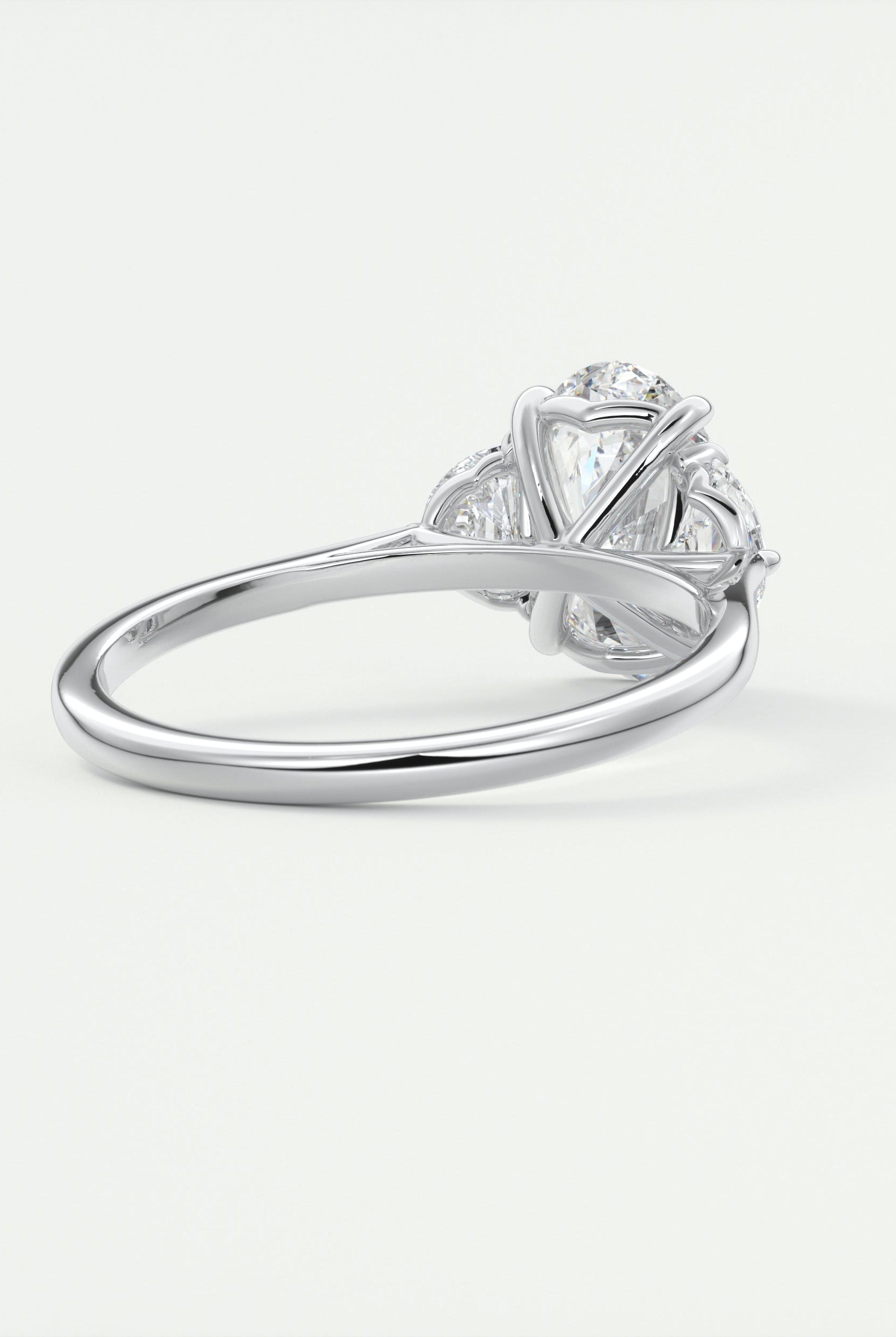 2.0CT Oval Four Prong Moissanite Diamond Three Stone Engagement Ring
