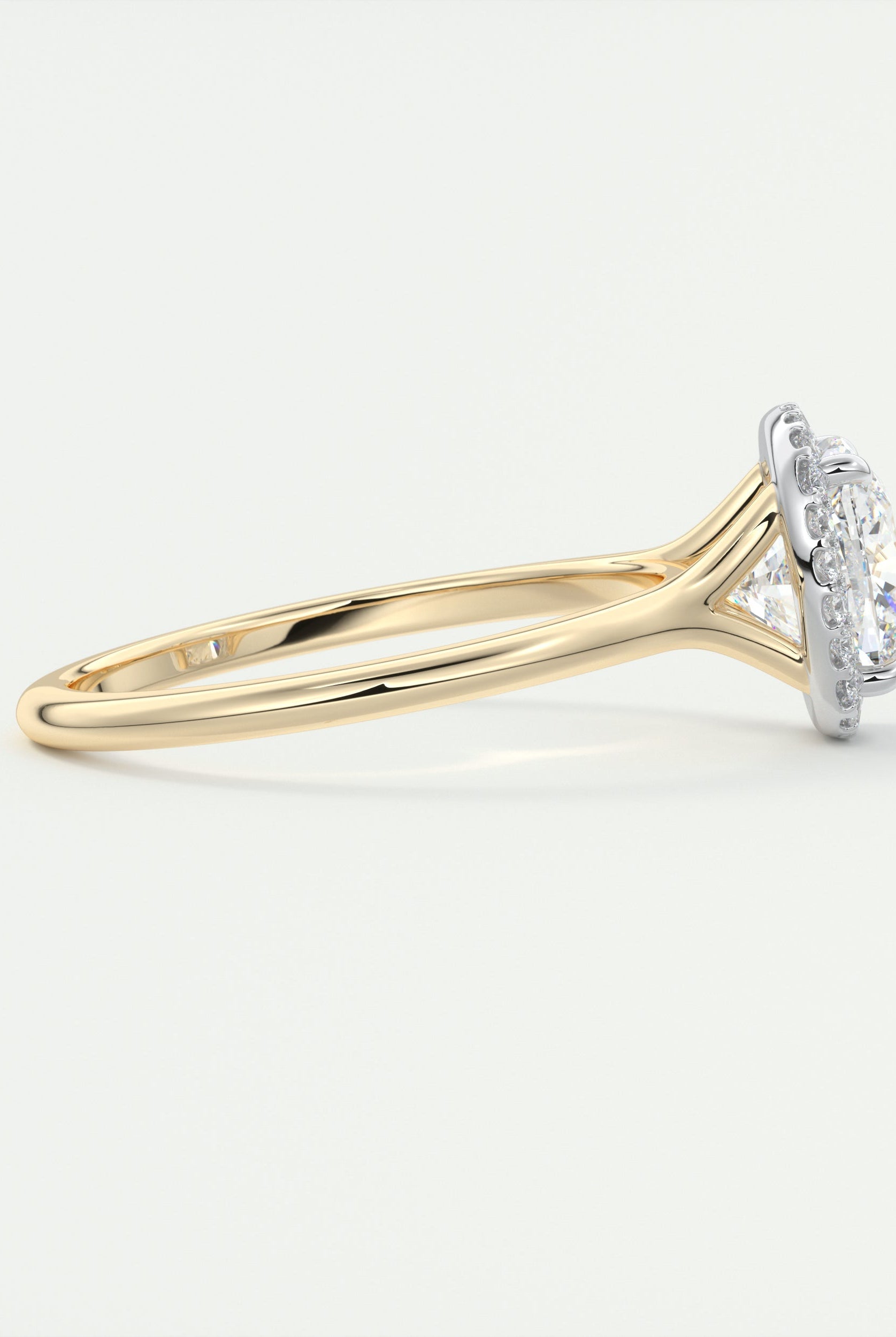 2CT Cushion Halo Moissanite Diamond Two Tone Engagement Ring With Solitaire Setting