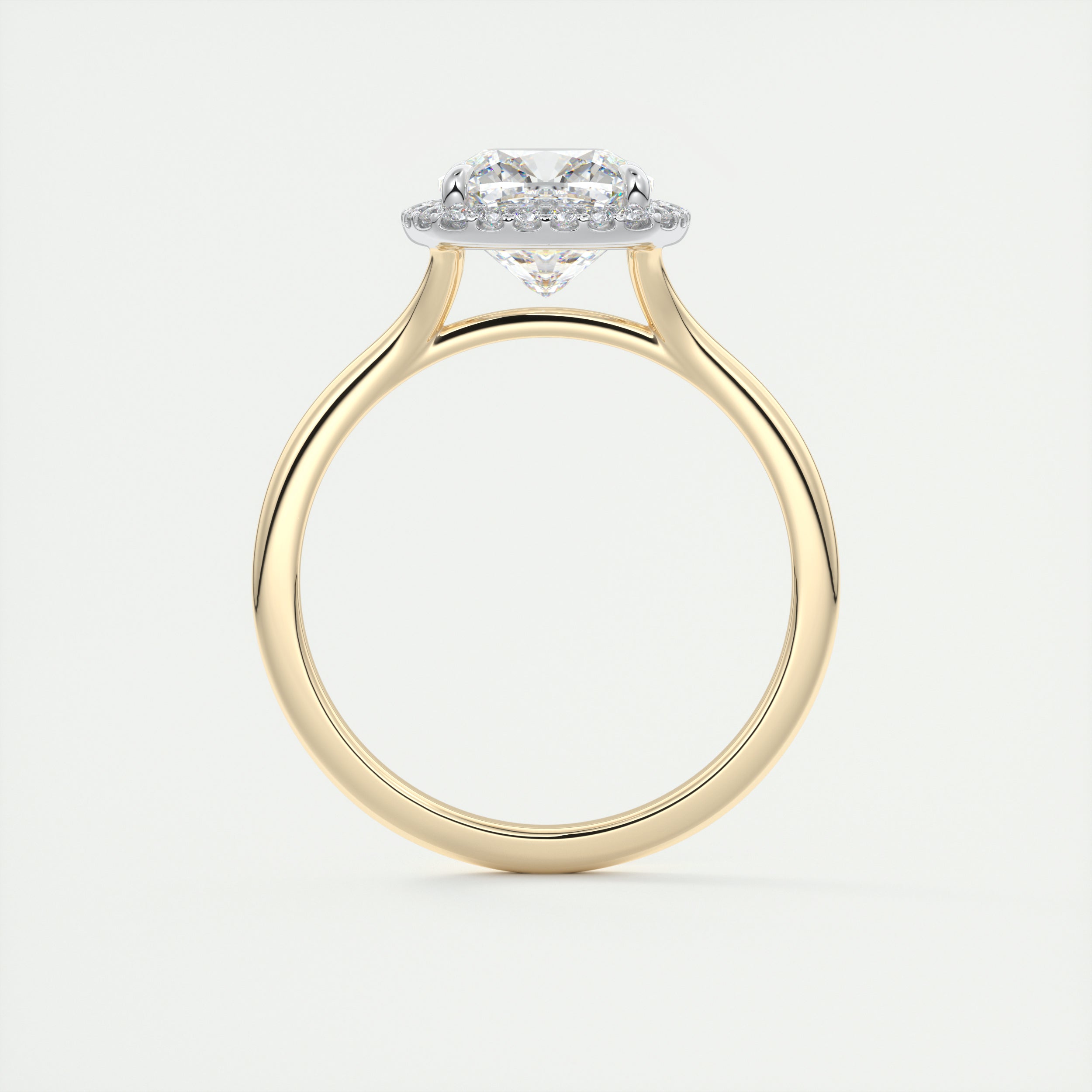 2CT Cushion Halo Moissanite Diamond Two Tone Engagement Ring With Solitaire Setting