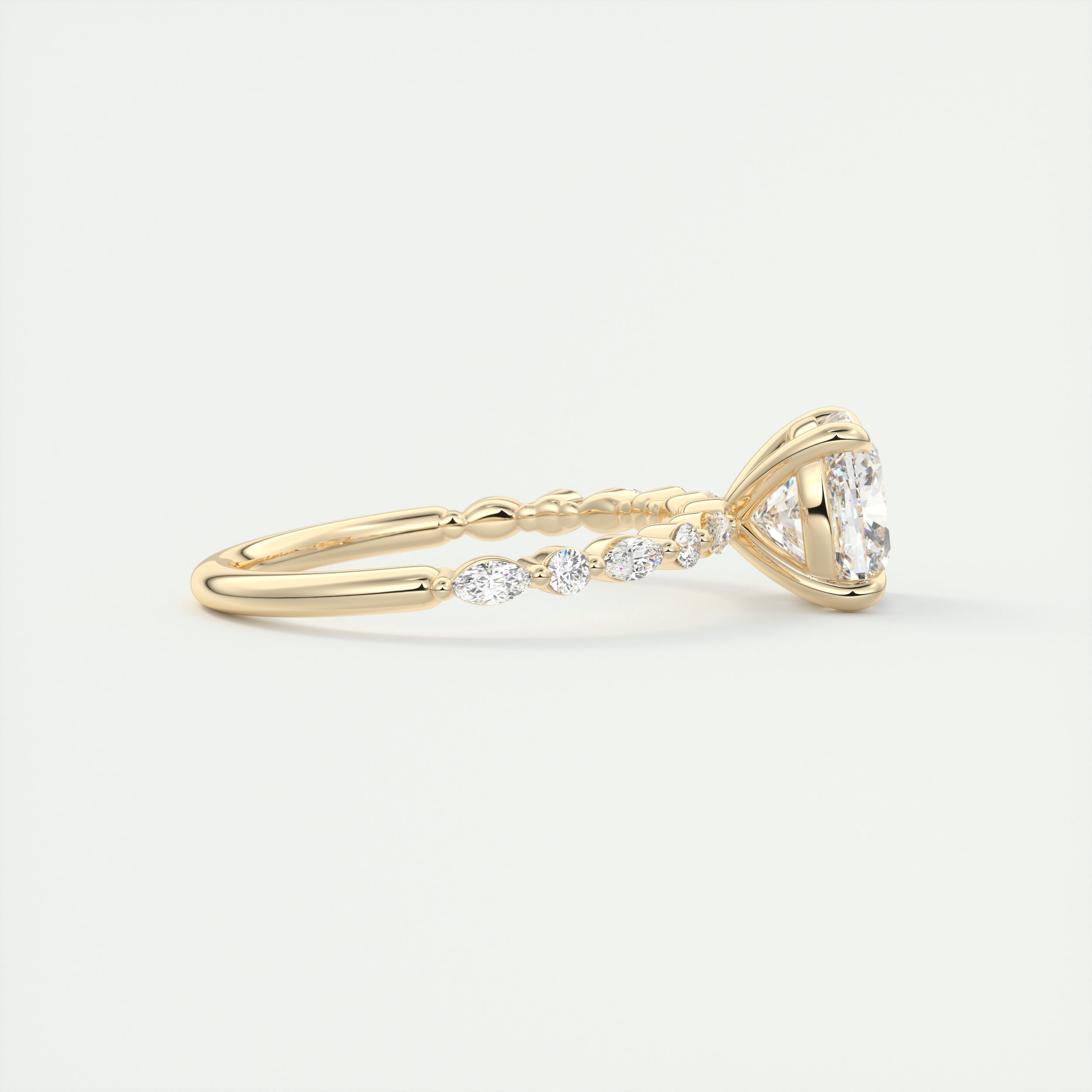 2CT Cushion Pave Moissanite Diamond Four Prong Engagement Ring