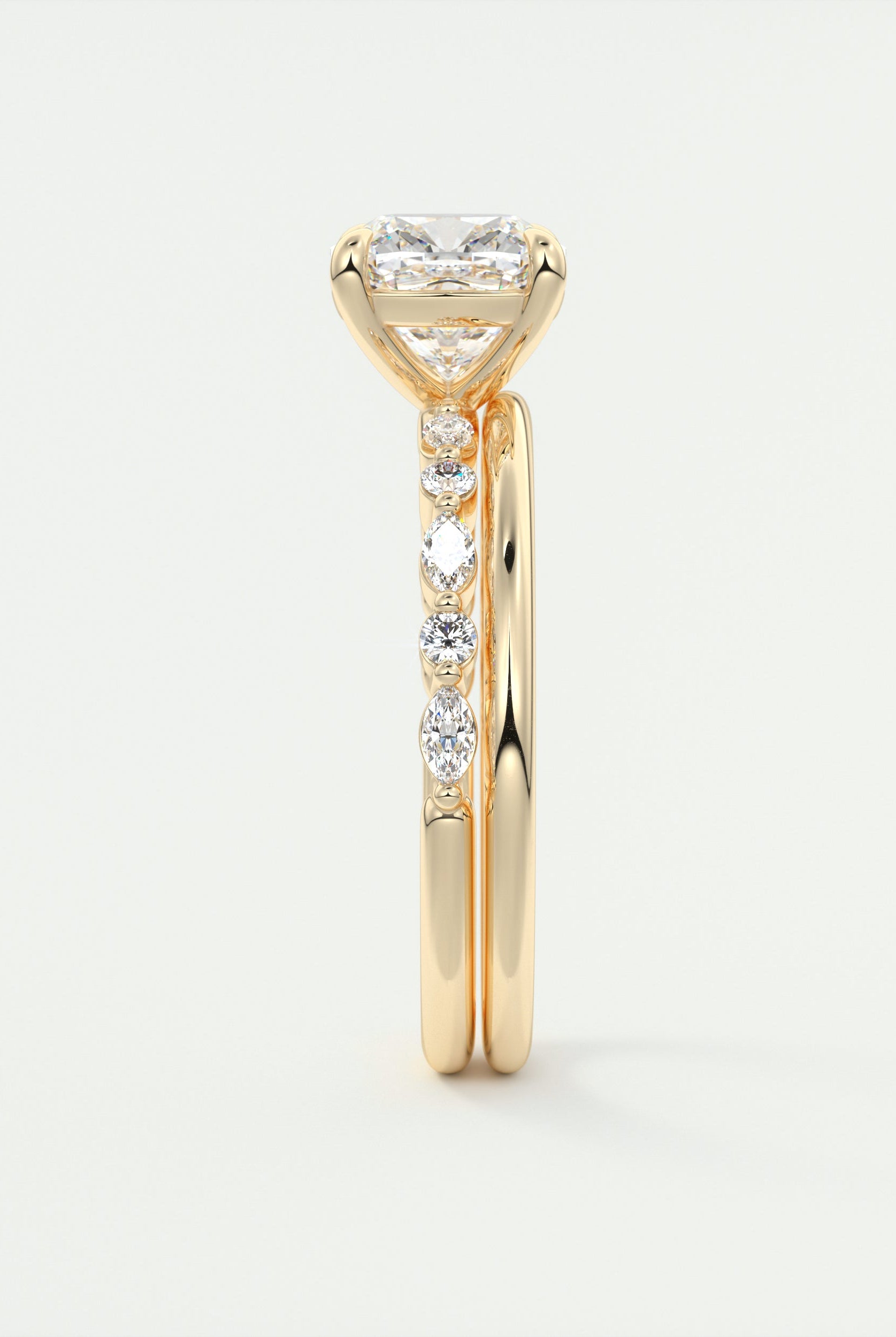 2CT Cushion Pave Moissanite Diamond Four Prong Engagement Ring