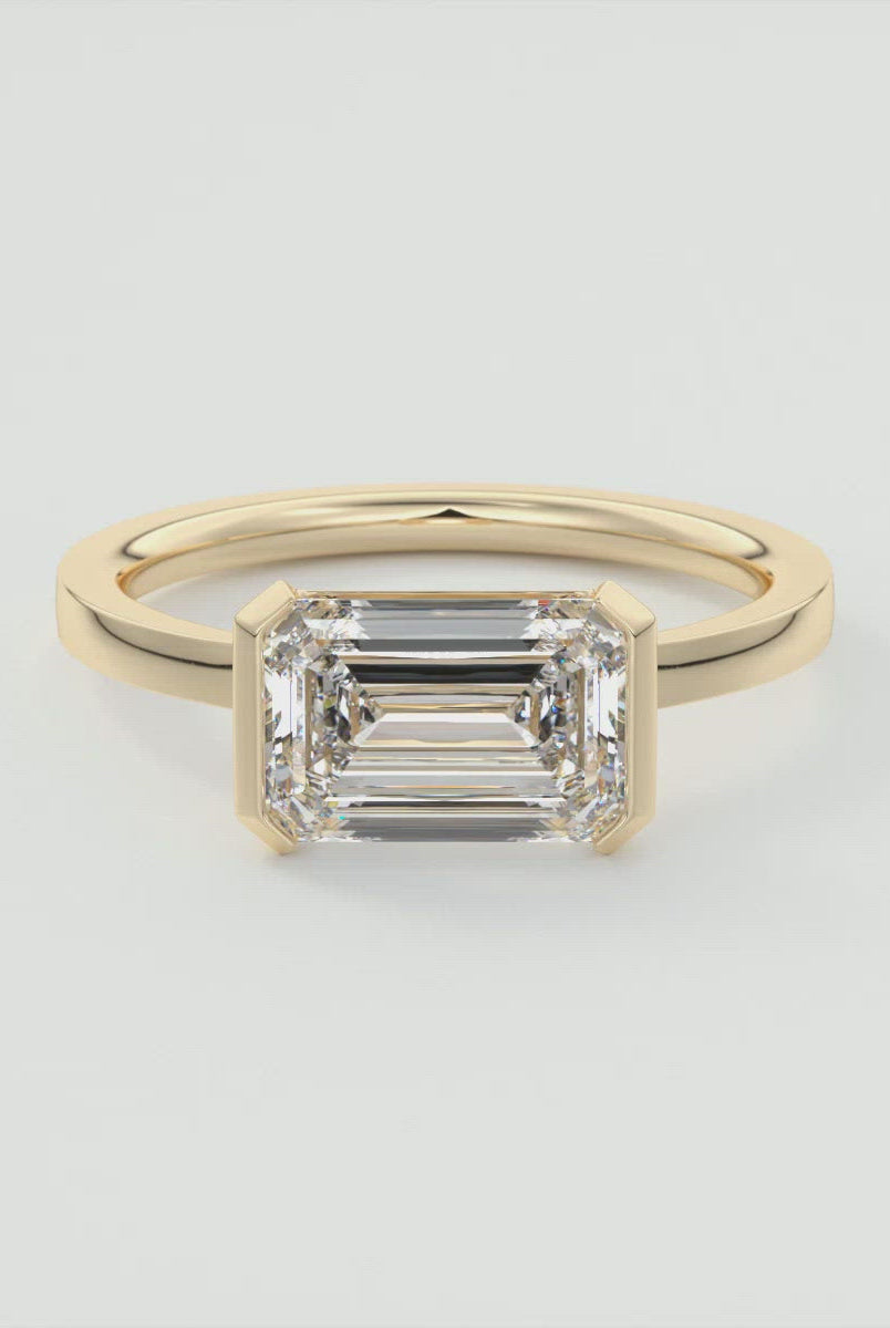Emerald Cut Moissanite Engagement Ring