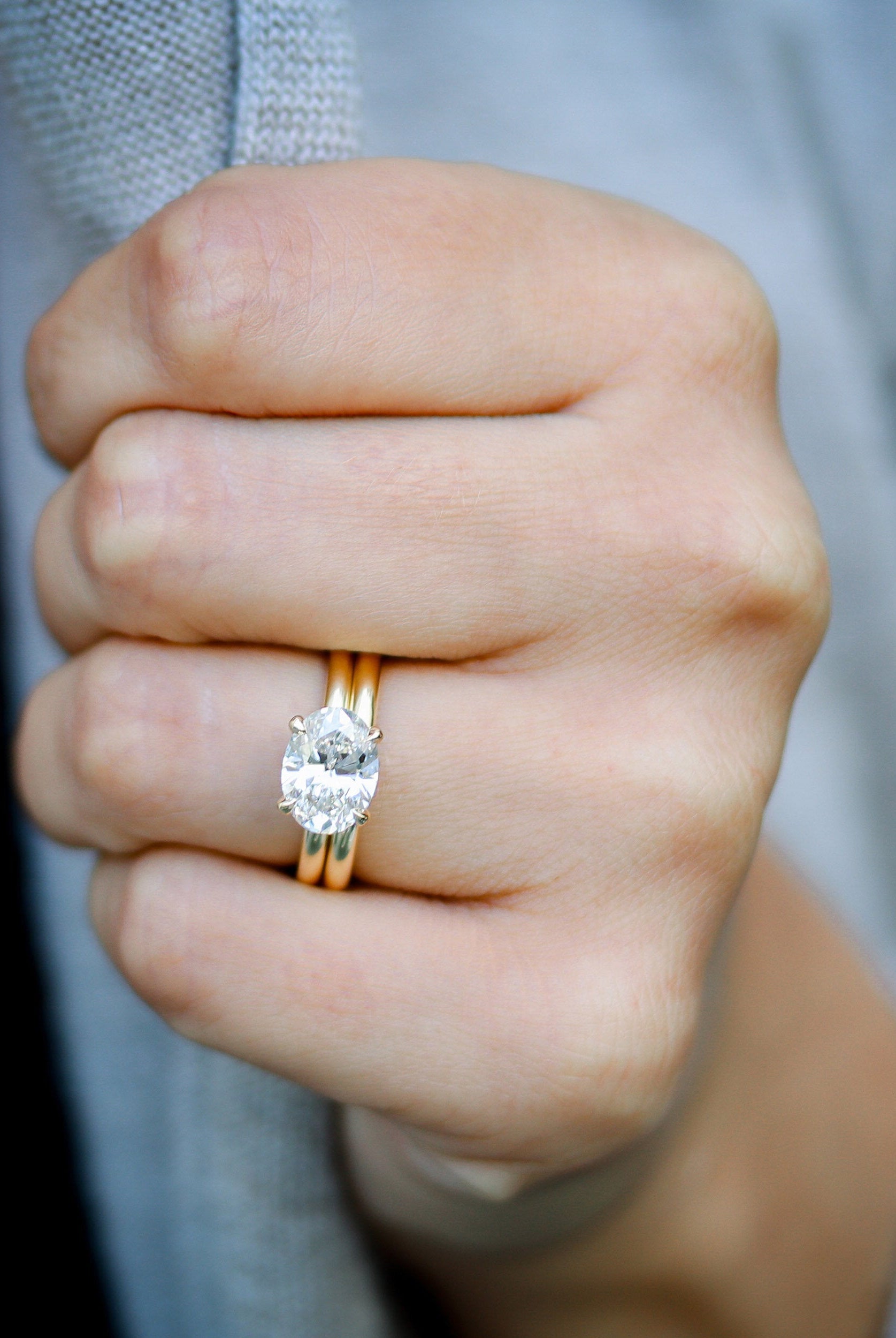 Oval East West Moissanite Ring