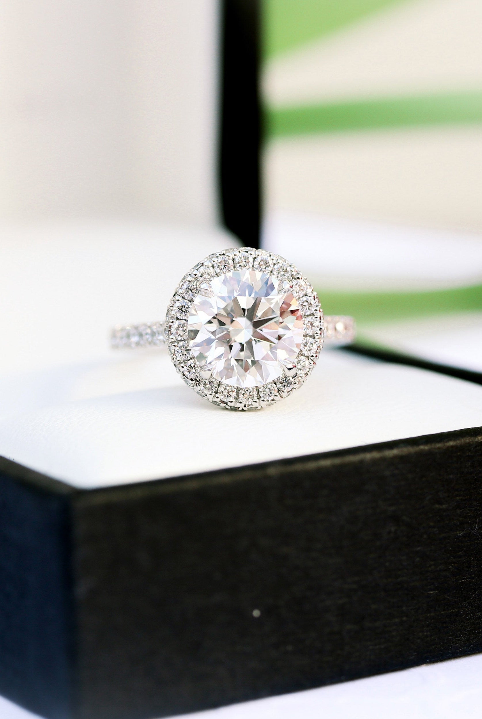 Round Halo Moissanite Ring