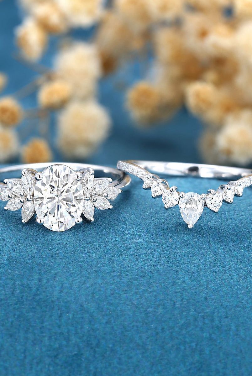 1-91-ct-oval-shaped-moissanite-cluster-bridal-set
