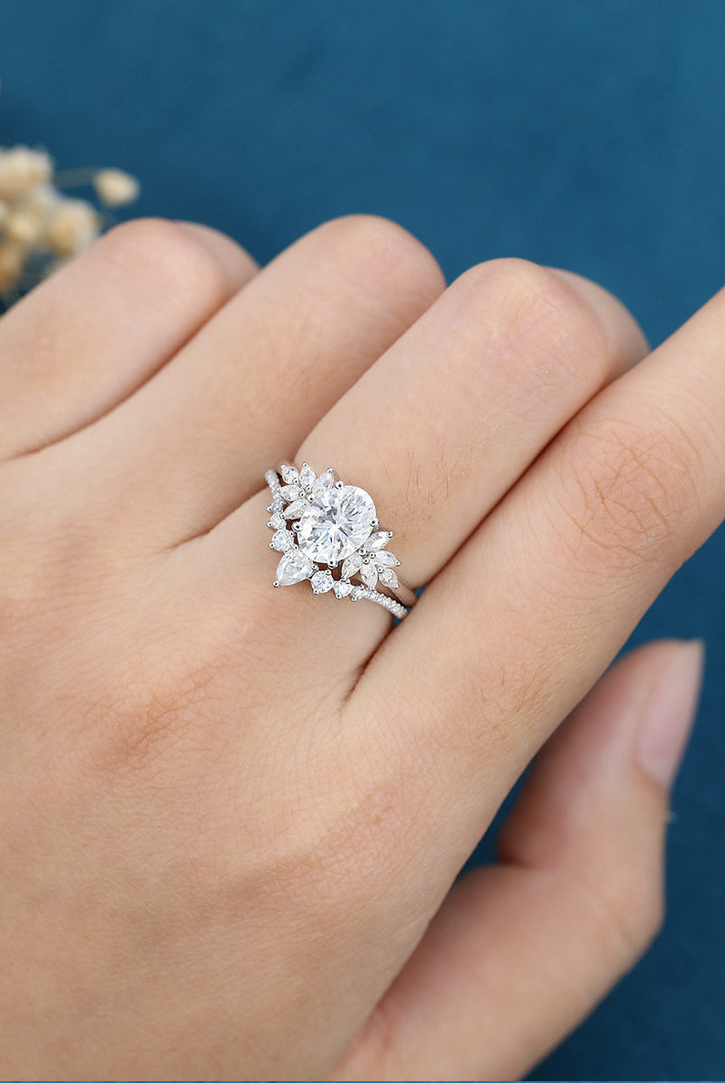 1-91-ct-oval-shaped-moissanite-cluster-bridal-set