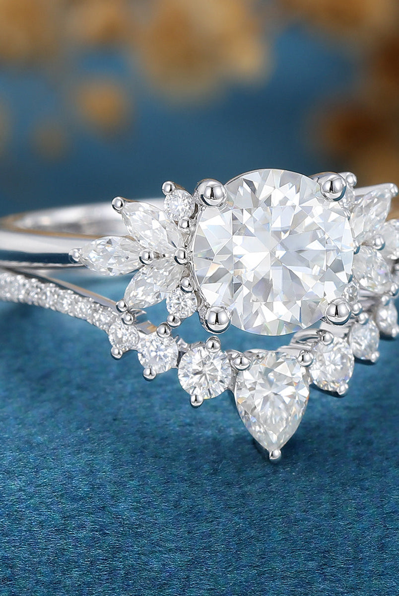 round-shaped-moissanite-cluster-bridal-set