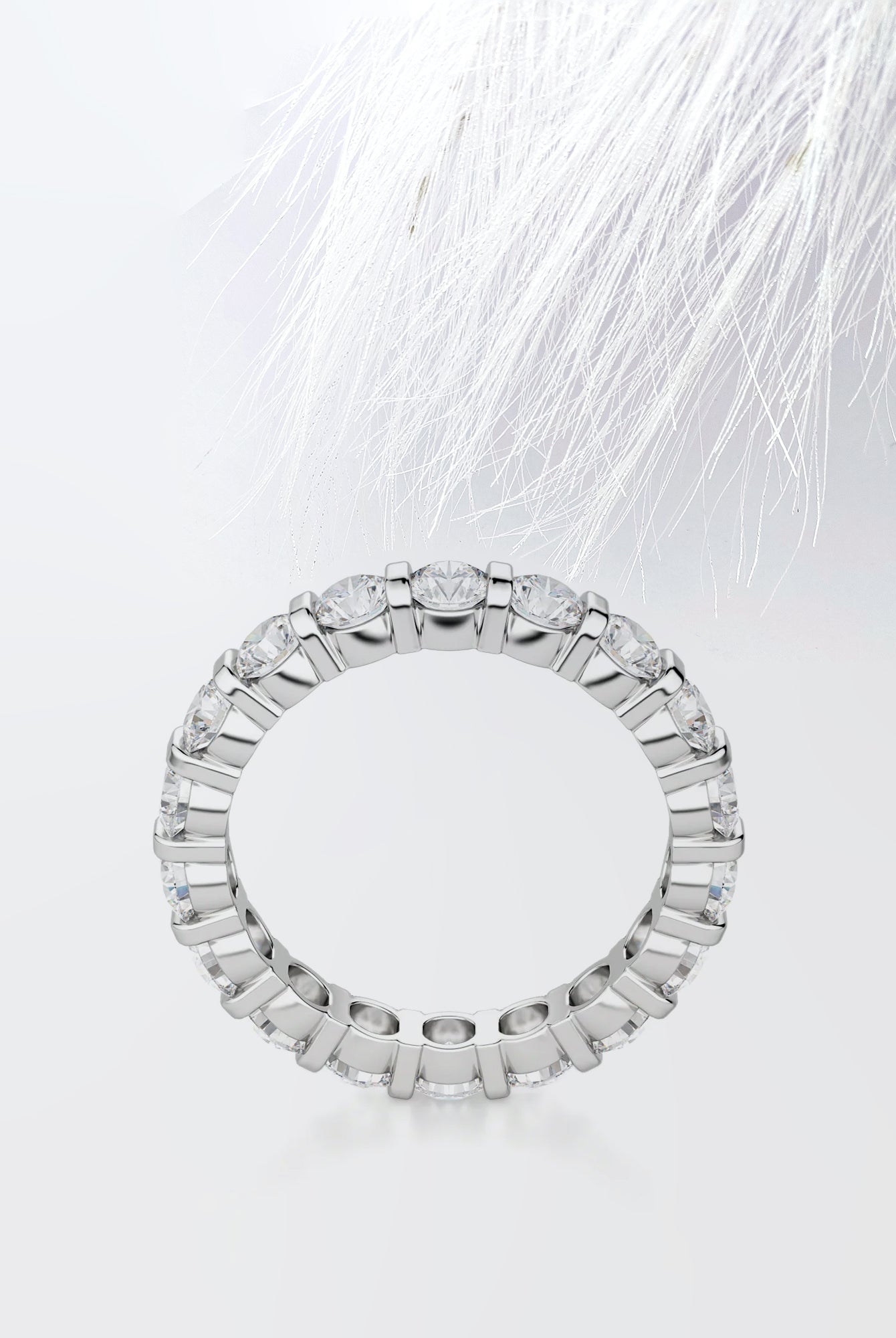 Round Cut Moissanite Bar Set Diamond Wedding Band for Her
