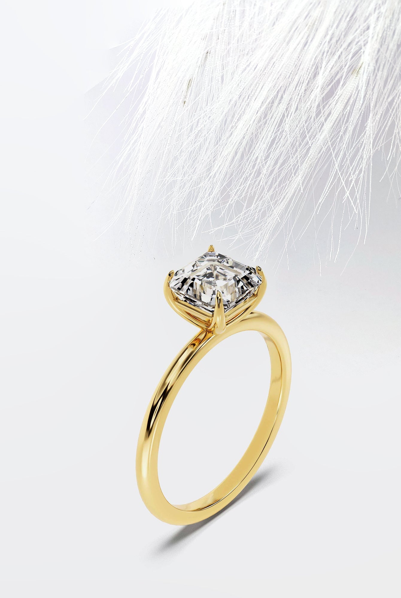 Asscher Cut Moissanite Solitaire Engagement Ring For Women