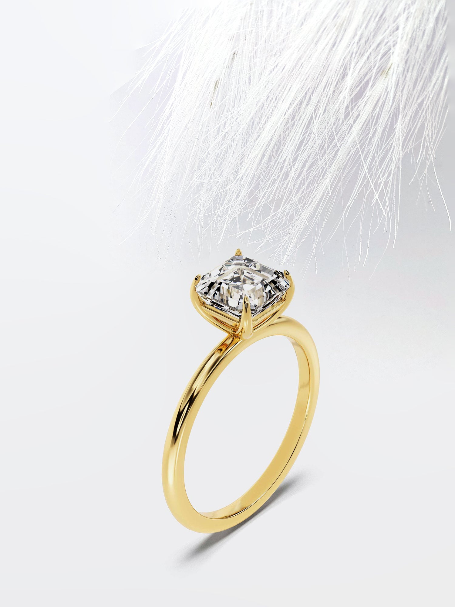 Asscher Cut Moissanite Solitaire Engagement Ring For Women