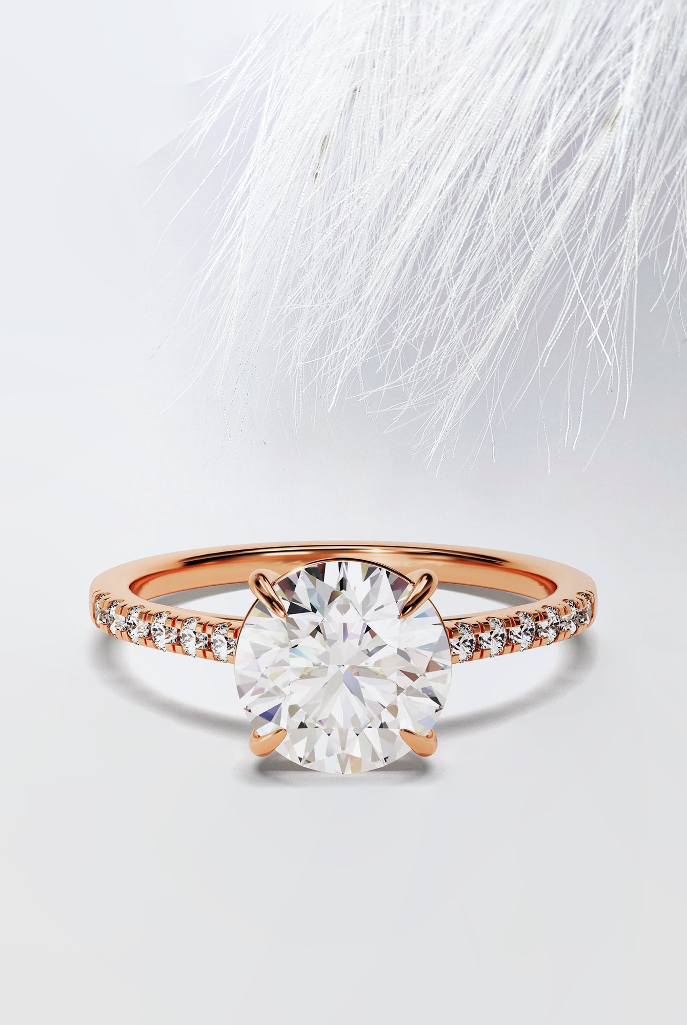 Round Cut Moissanite Pave Diamond Engagement Ring For Women