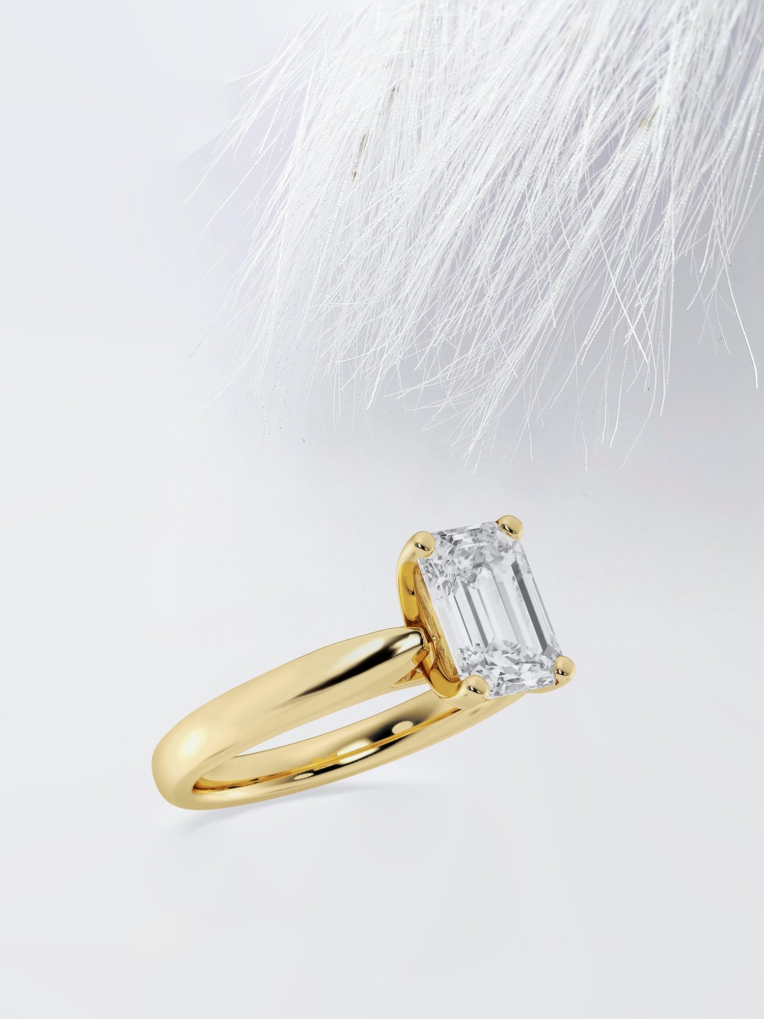 Emerald Cut Diamond Cathedral Moissanite Engagement Ring For Her