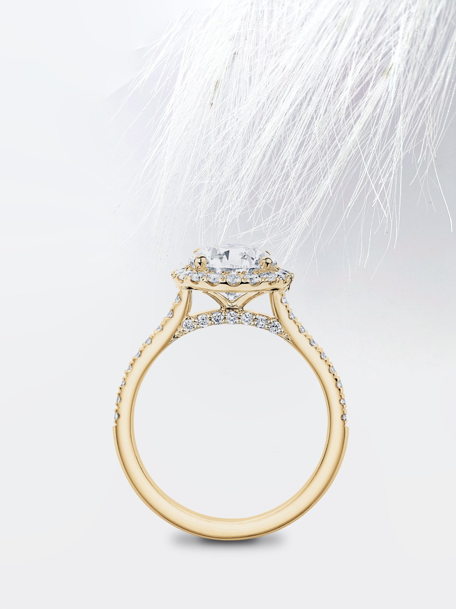 Round Cut Halo Diamond Moissanite Engagement Ring For Her