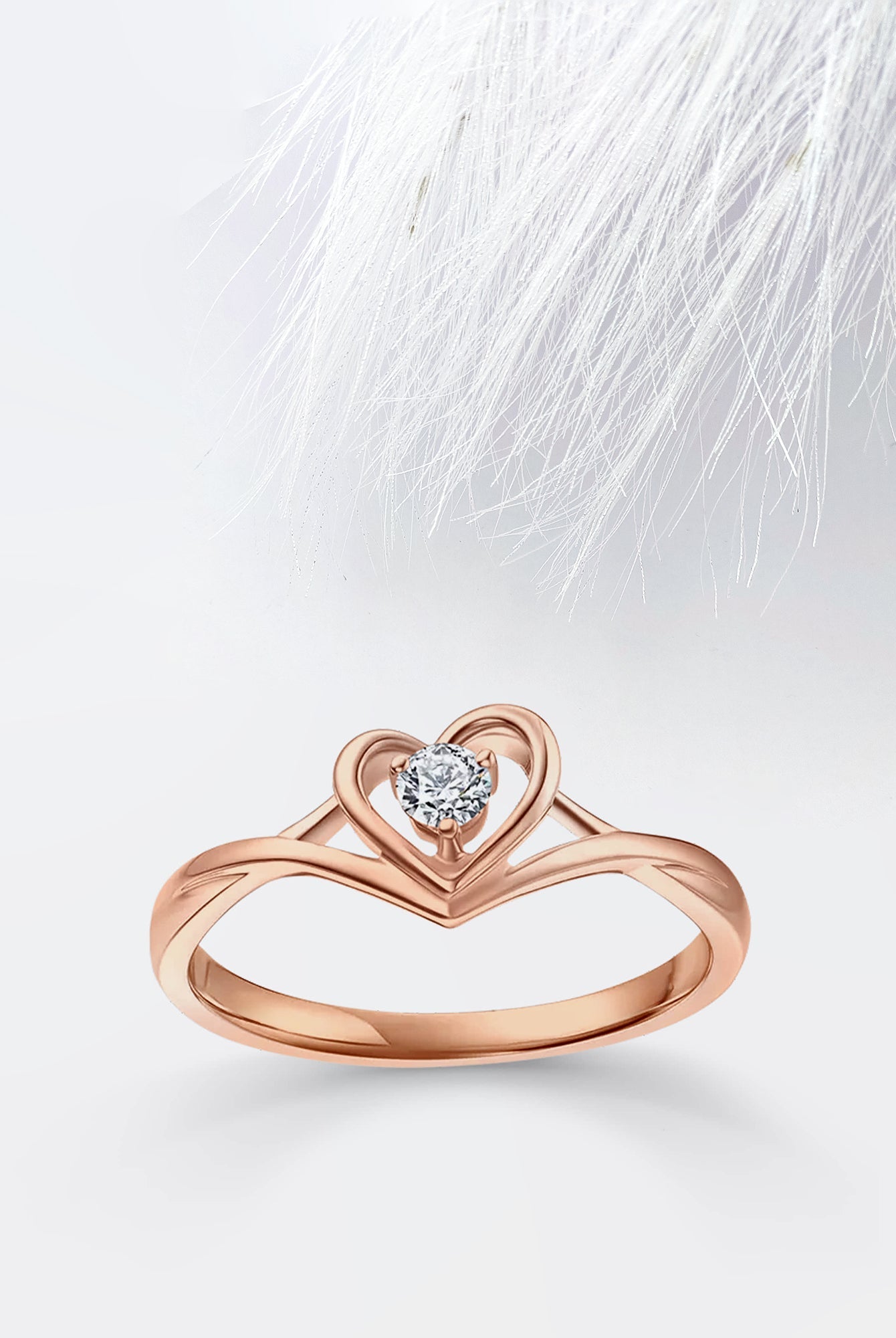 Round Diamond Heart Shaped Moissanite Engagement Ring For Women
