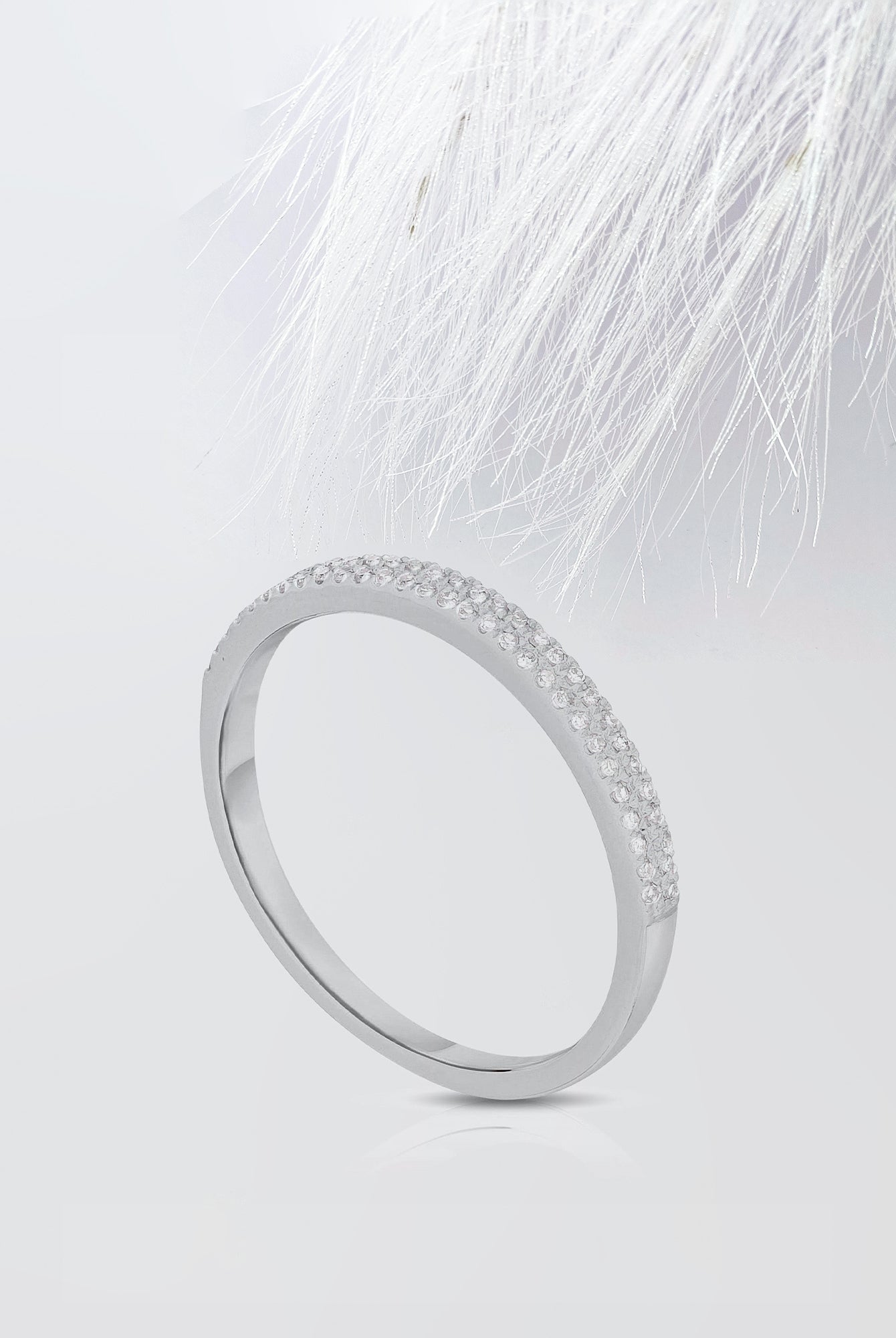 2.0mm Round Cut Moissanite Double Row Diamond Wedding Band