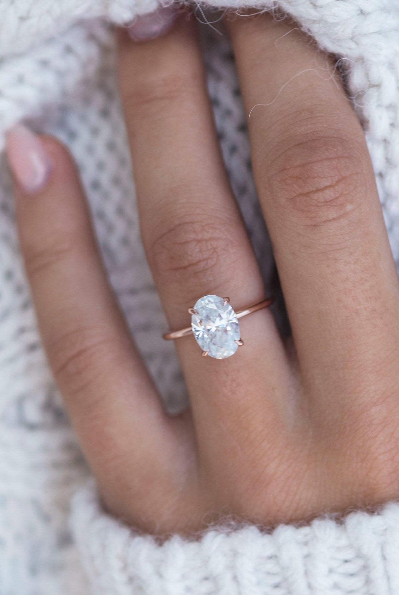 2.70CT Oval Four Prong Moissanite Diamond Solitaire Engagement Ring For Women