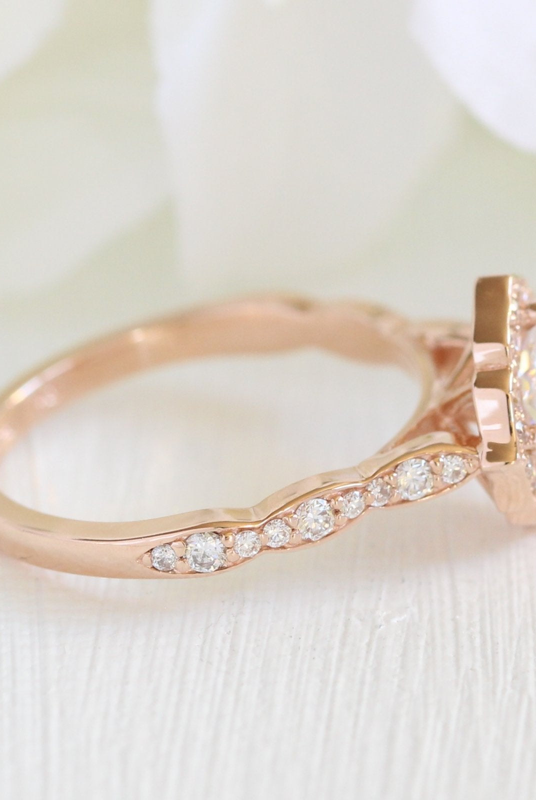 1.0CT Cushion Vintage Pave Moissanite Diamond Engagement Ring For Women