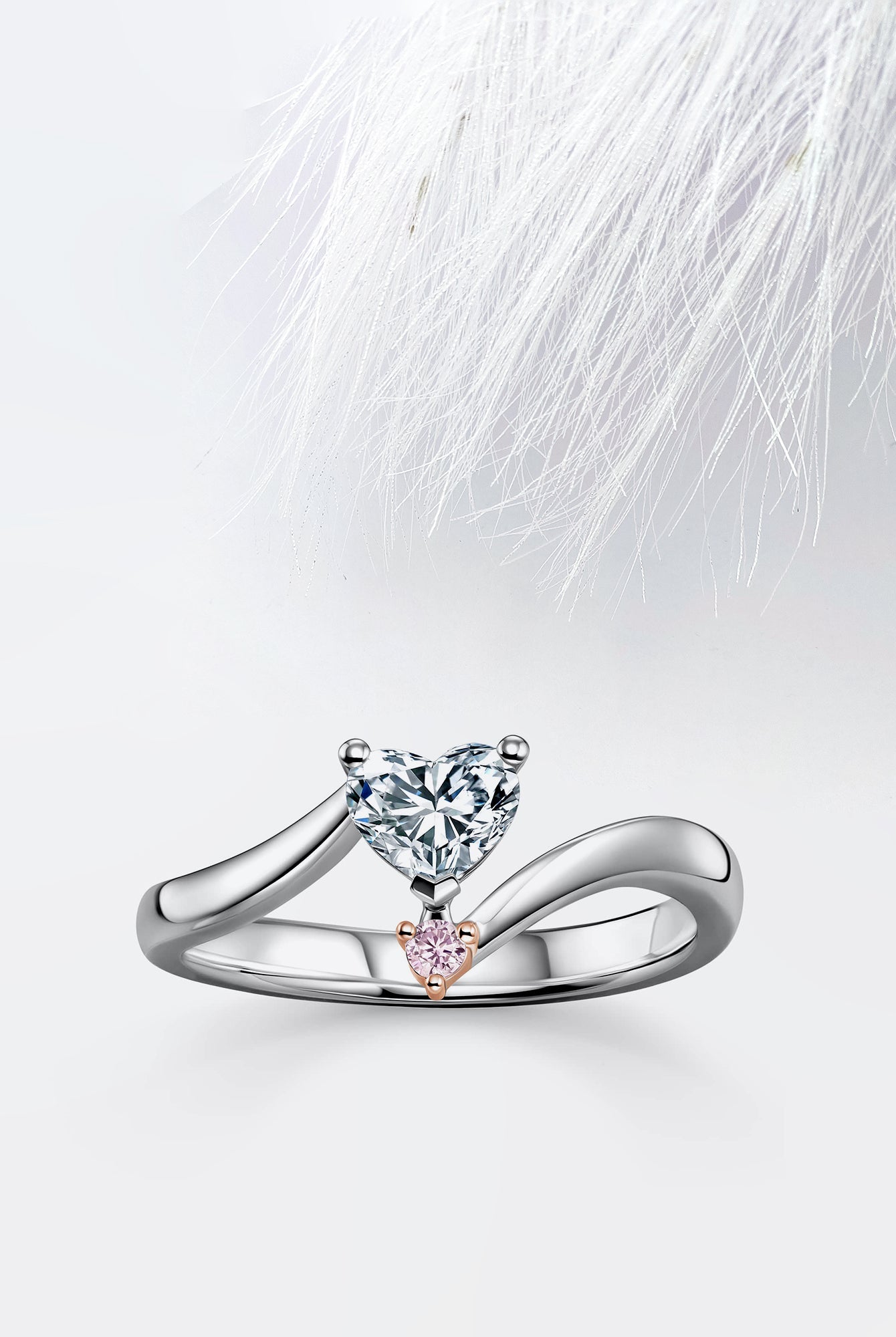 Heart Diamond Two Stone Moissanite Engagement Ring For Women
