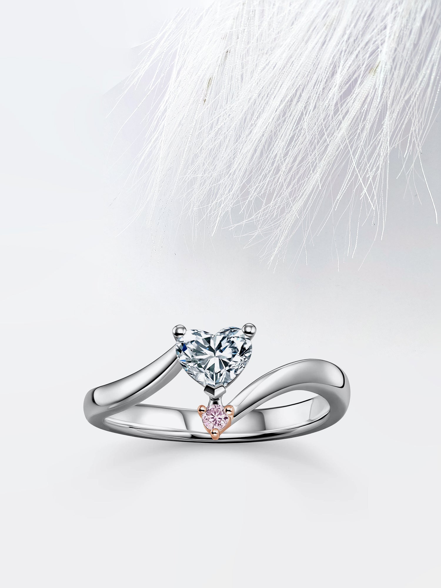 Heart Diamond Two Stone Moissanite Engagement Ring For Women