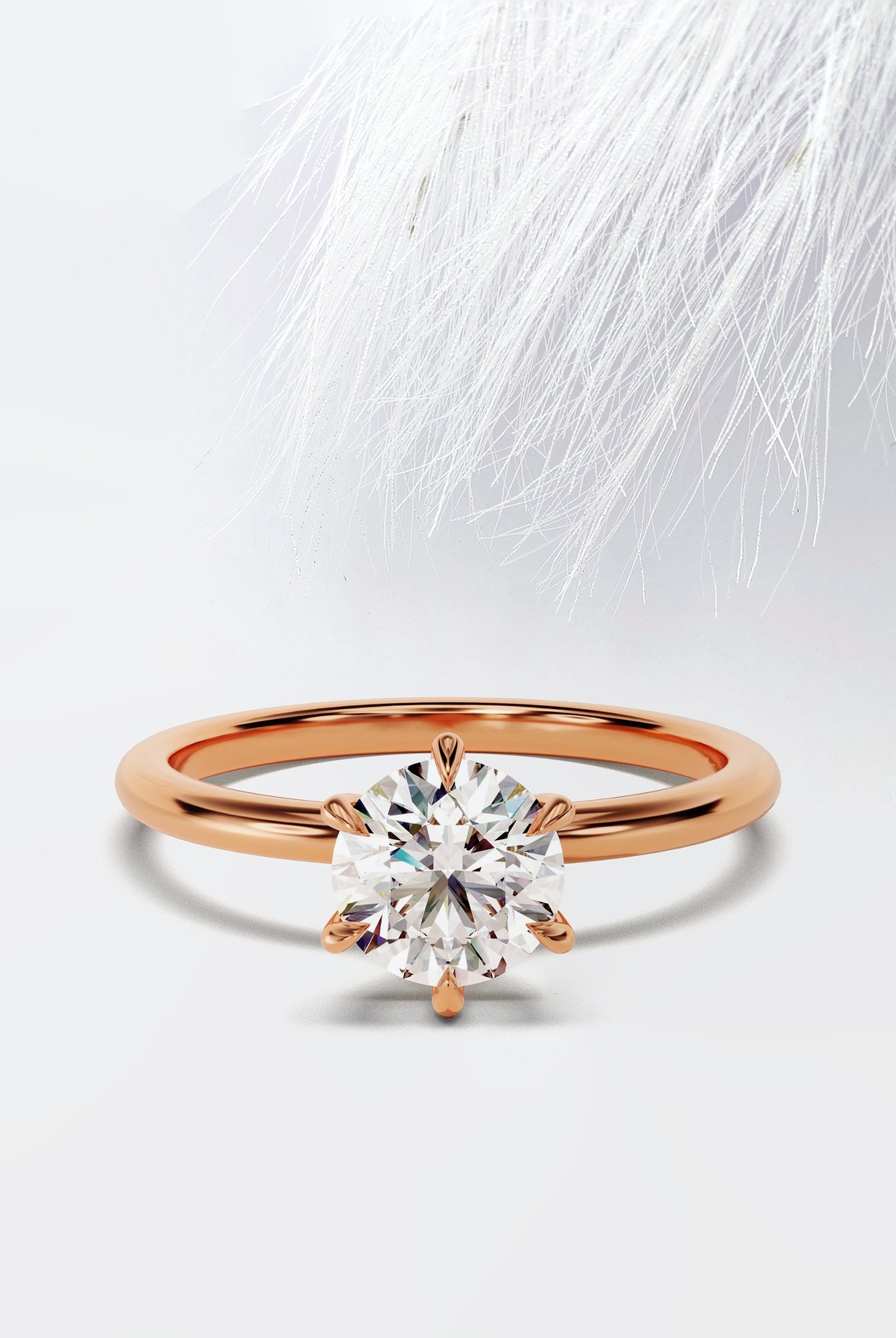 Round Cut Diamond Six Prong Moissanite Engagement Ring For Women