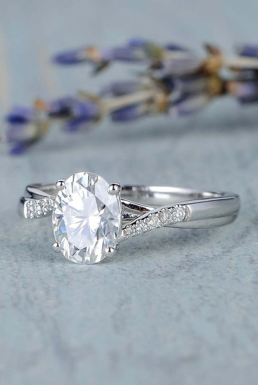 1.50CT Oval Four Prong Moissanite Diamond Infinity Engagement Ring