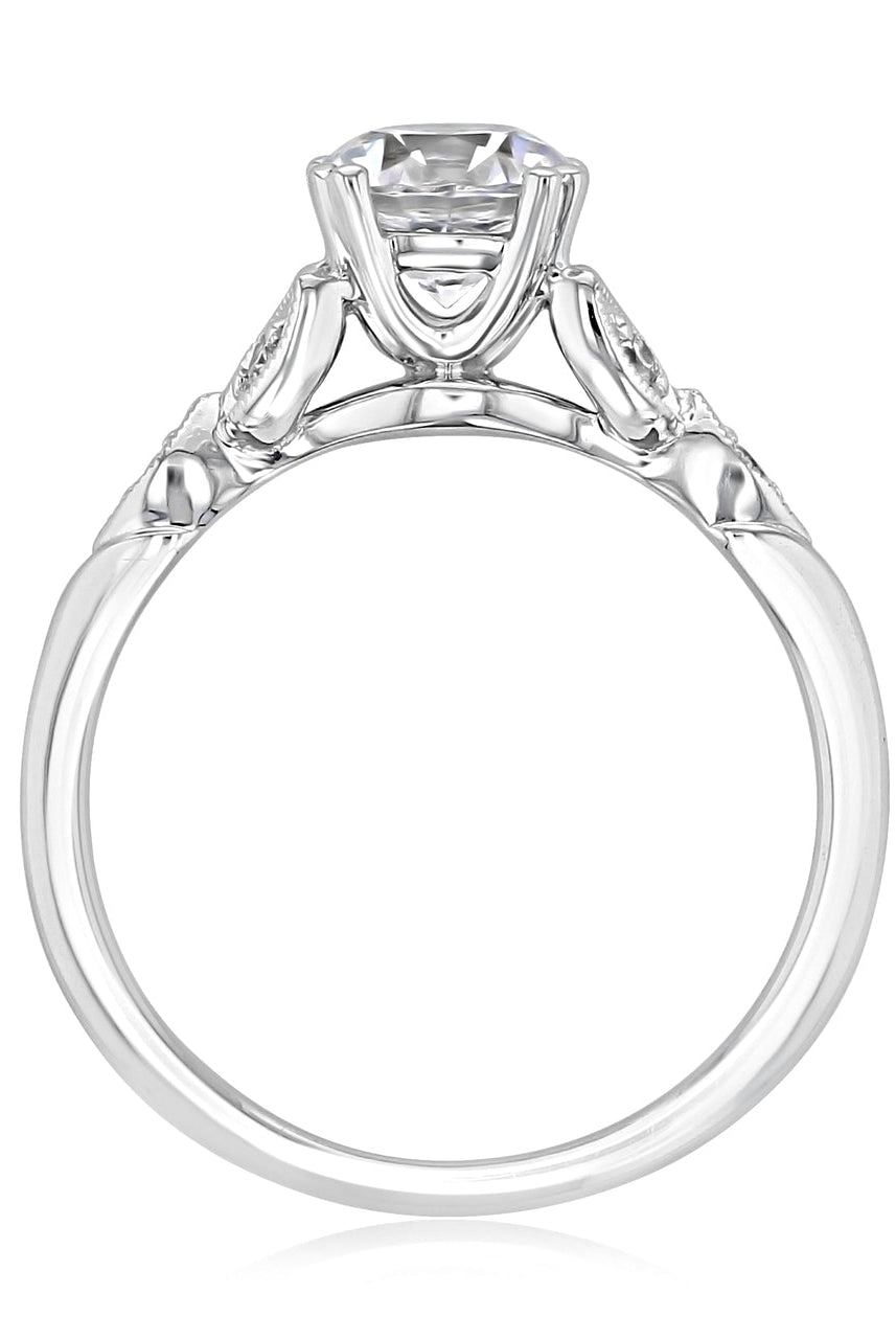 1.0CT Round Double Claw Prong Moissanite Diamond Vintage Engagement Ring