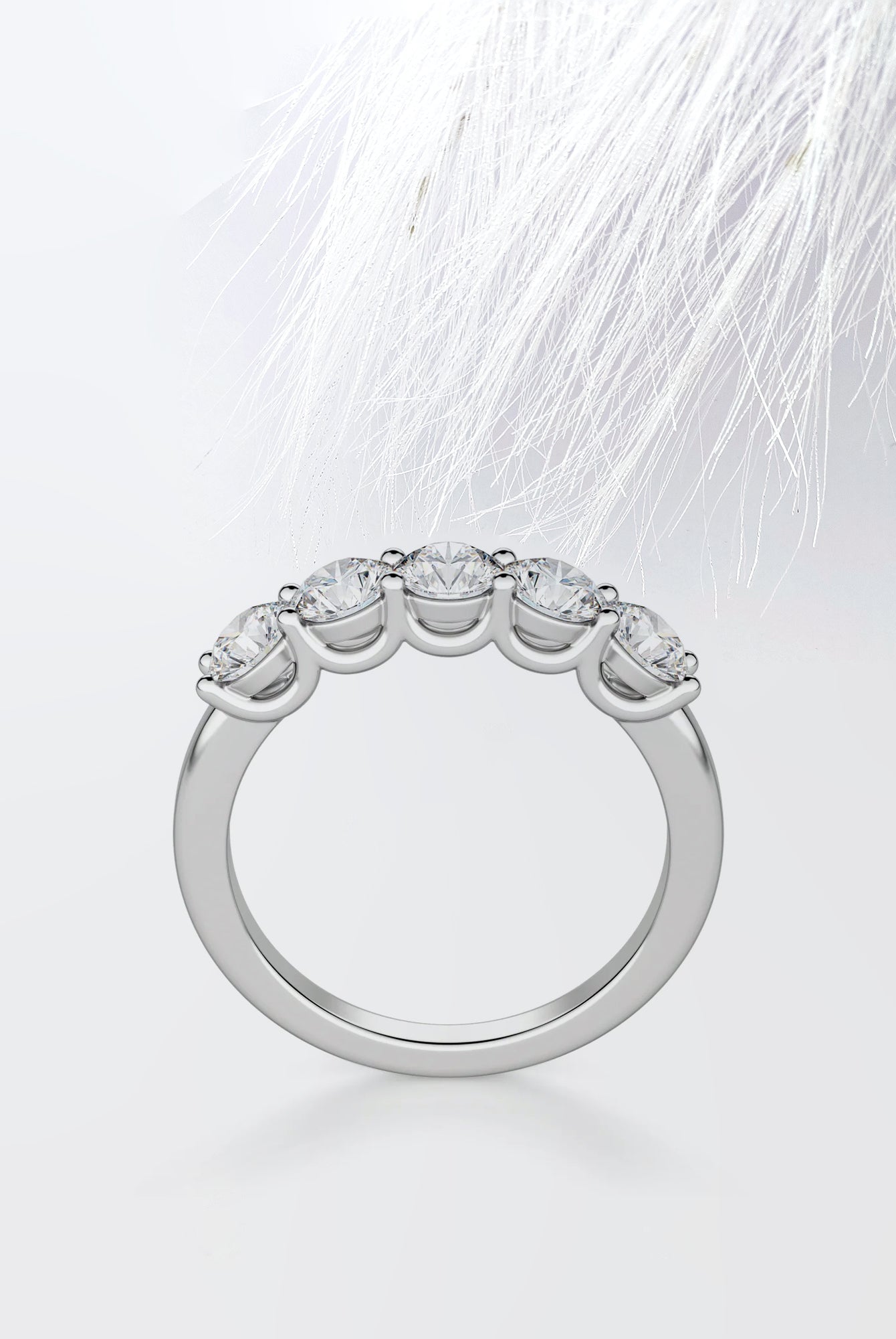 Round Cut Moissanite Five Stone Diamond Wedding Band for Her