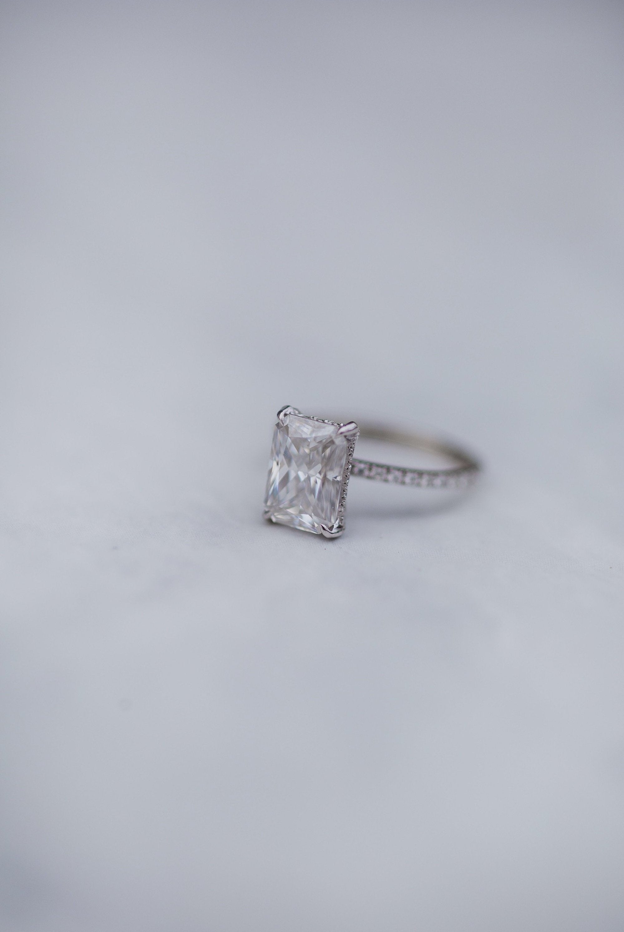 2.70CT Radiant Hidden Halo Moissanite Diamond Pave Engagement Ring