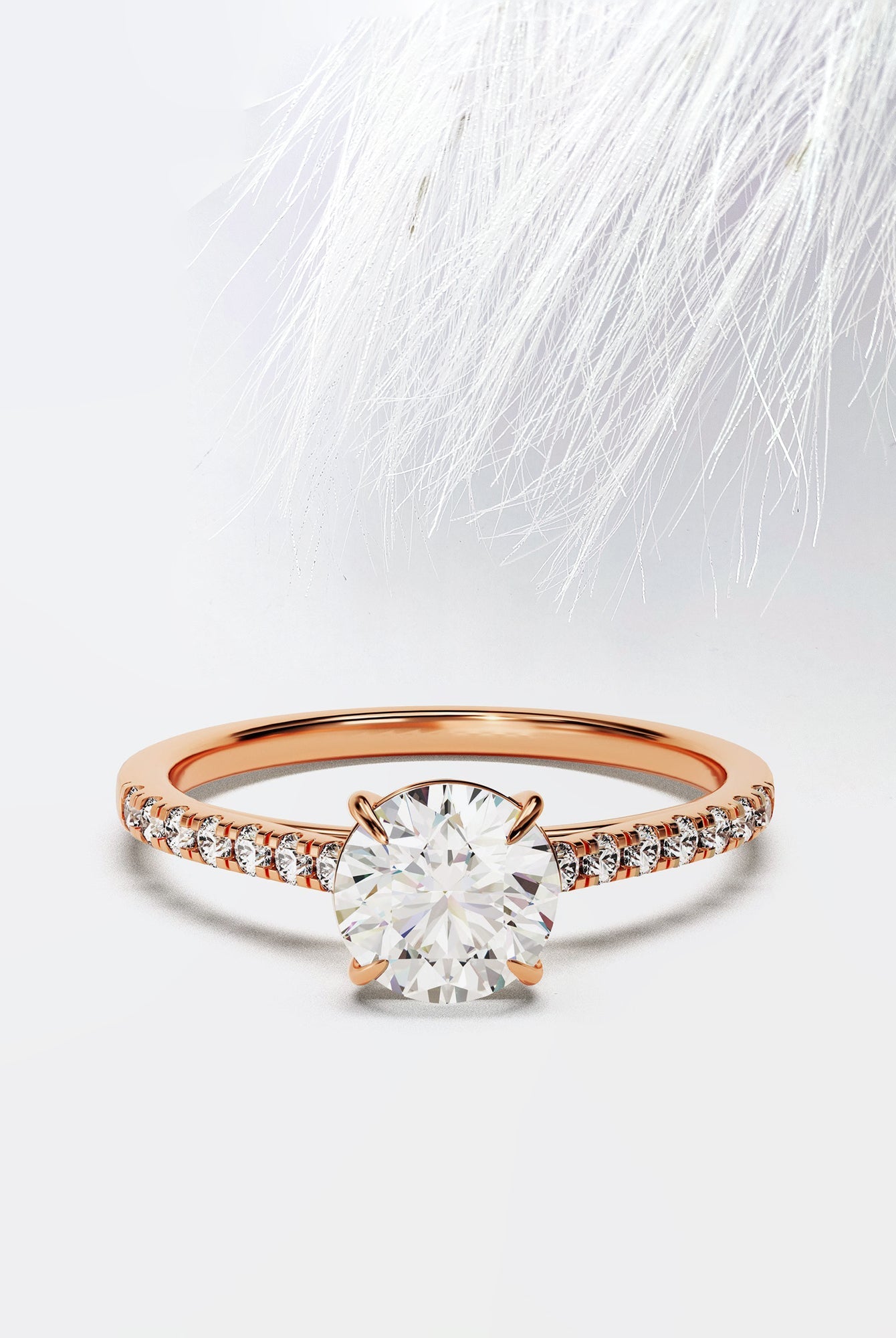 Round Cut Diamond Pave Moissanite Engagement Ring For Women