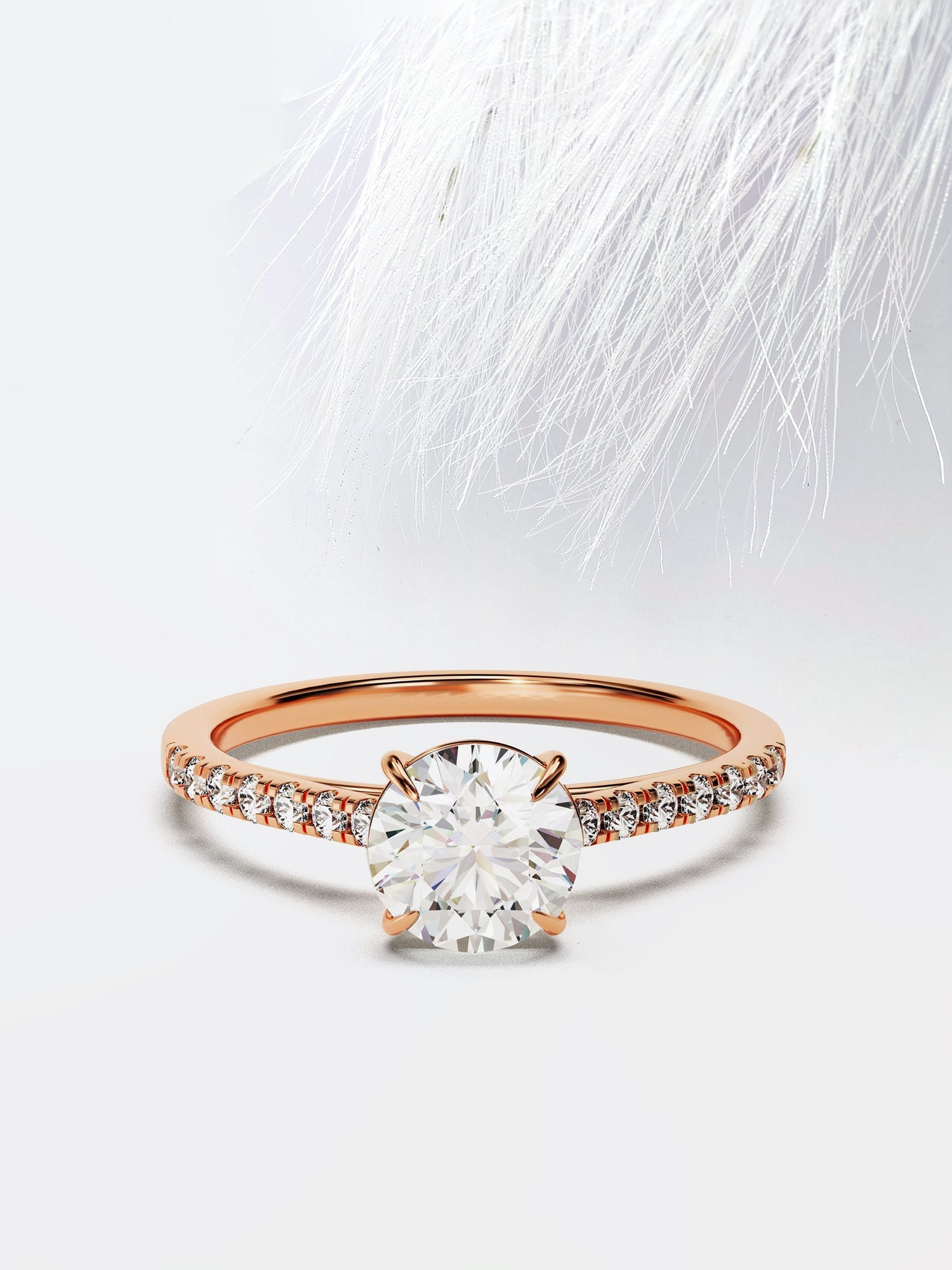 Round Cut Diamond Pave Moissanite Engagement Ring For Women