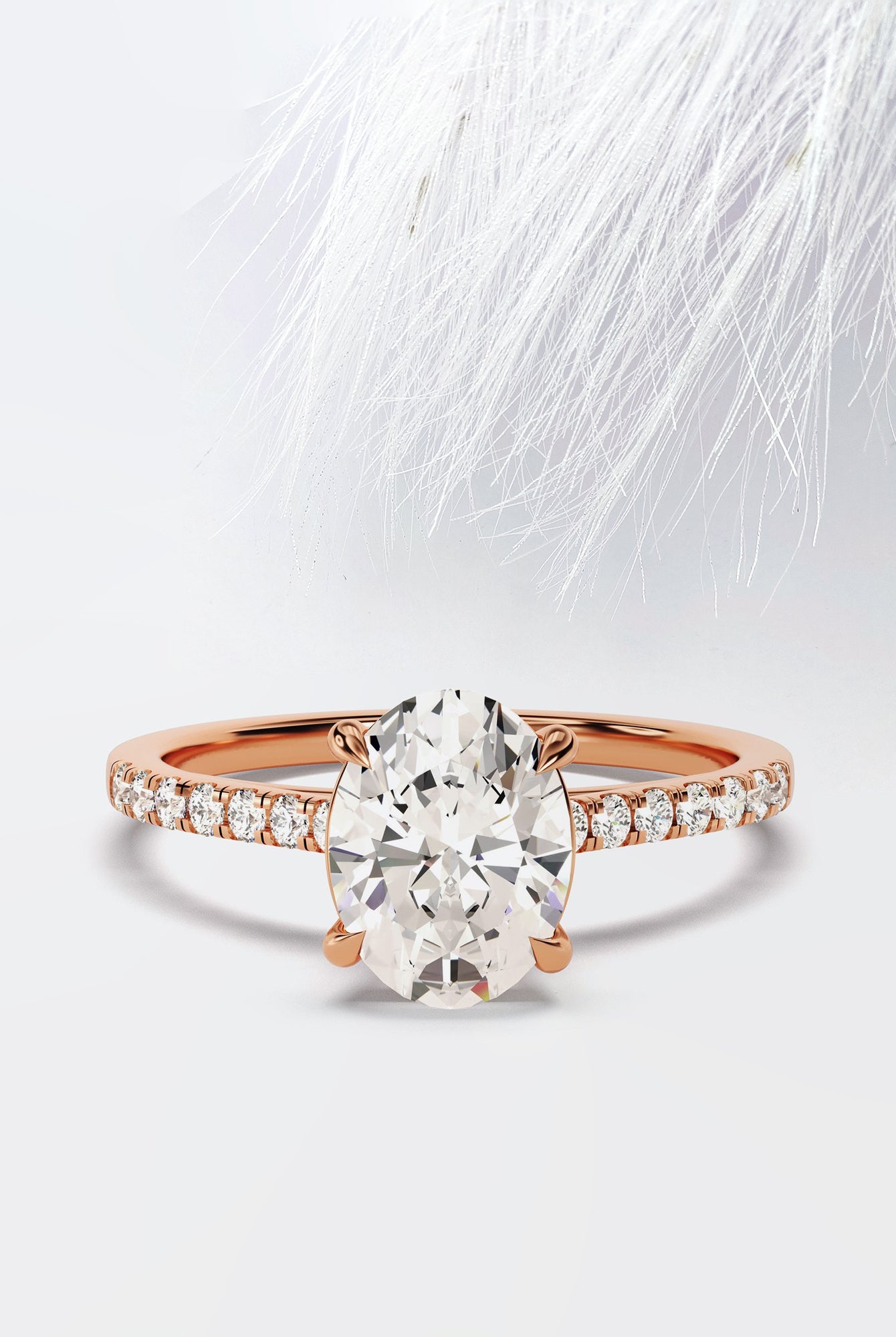 Oval Cut Moissanite Diamond Pave Engagement Ring For Women