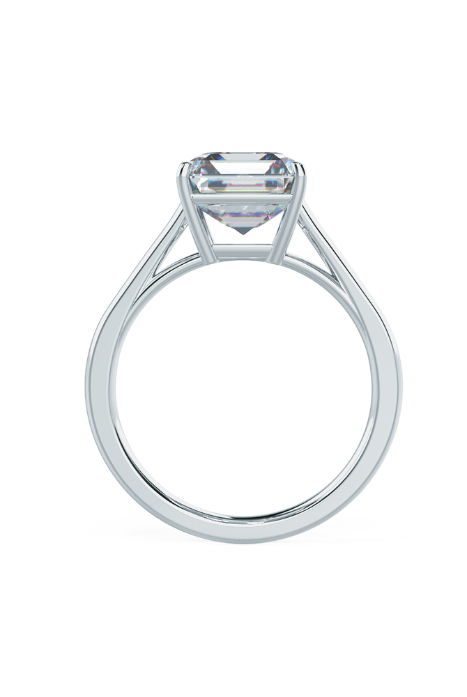 2.50ct Asscher Cut Moissanite Diamond Cathedral Solitaire Engagement Ring