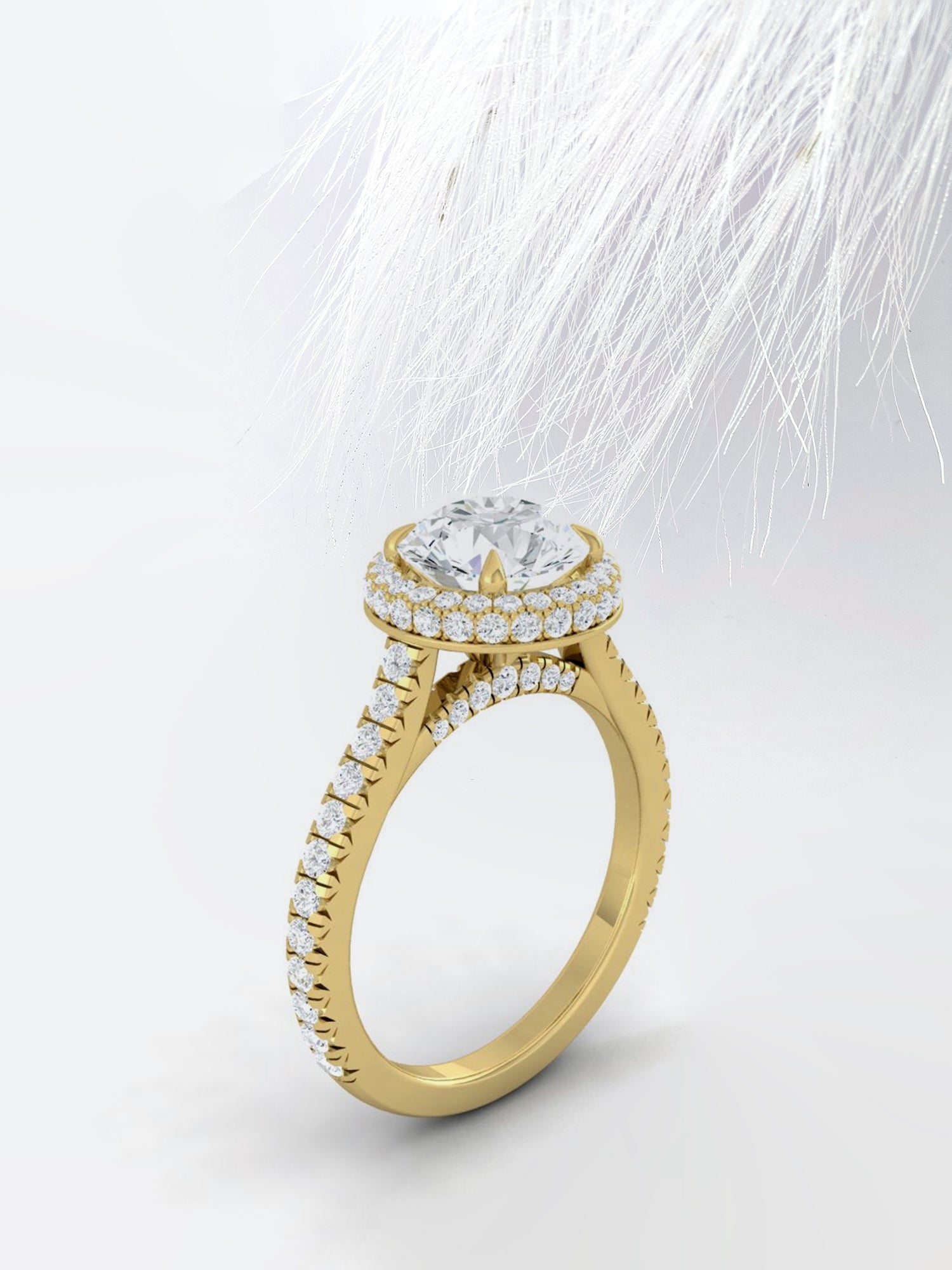 Round Cut Diamond Halo Moissanite Engagement Ring For Women