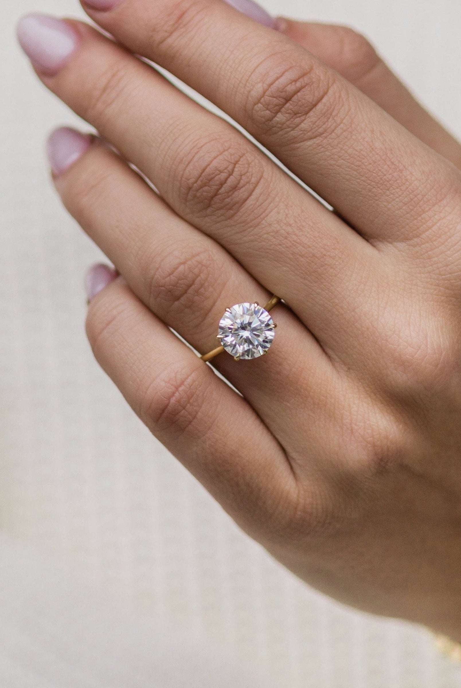 3.0CT Round Cut 6 Prongs Moissanite Solitaire Engagement Ring