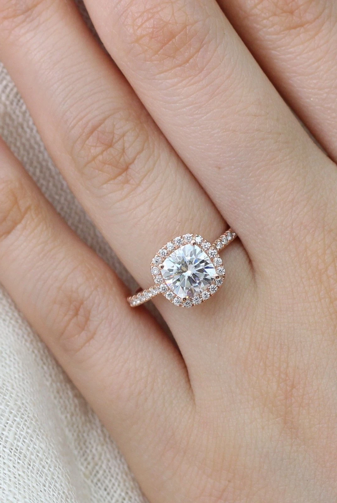 Moissanite wedding jewelry for beachy wedding