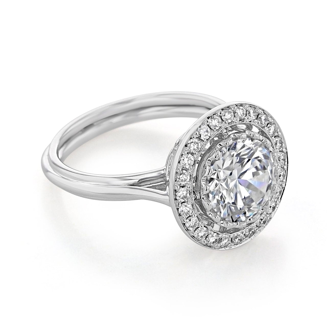 2.0ct Round Brilliant Cut Moissanite Unique Engagement Ring