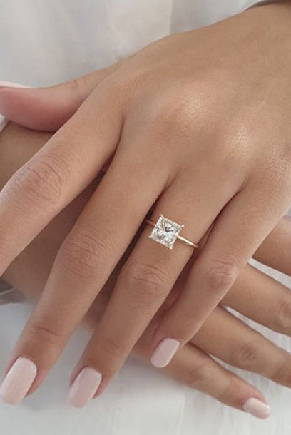 2.0ct Princess Cut Moissanite Diamond Solitaire Engagement Ring For Women