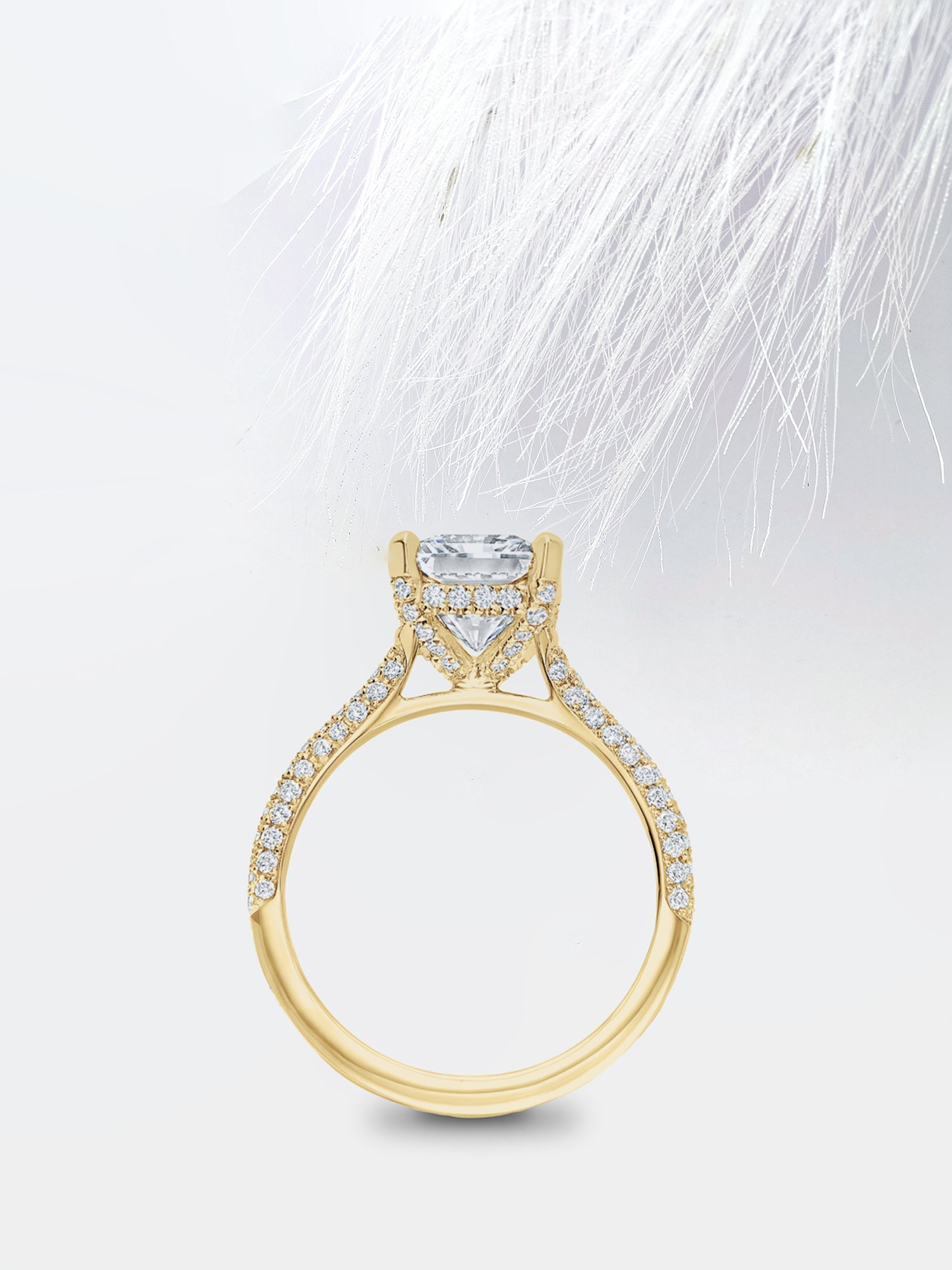 Round Cut Diamond Three Sided Pave Moissanite Engagement Ring For Her