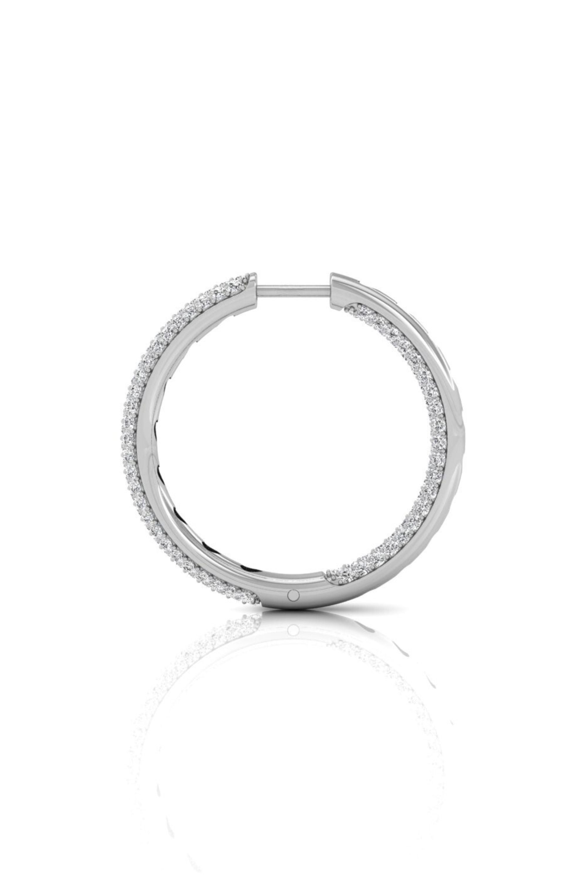 Round Cut Moissanite Diamond Three Side Hoops Earrings for Her