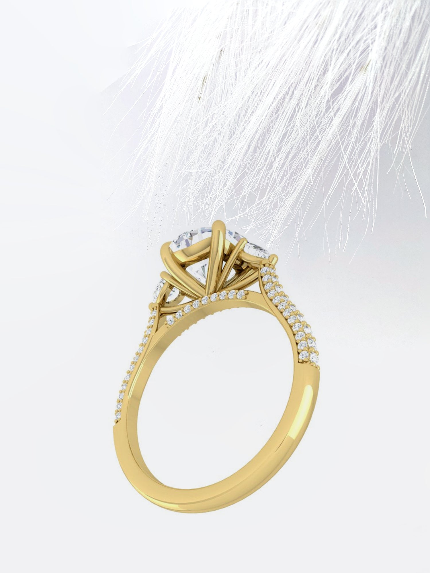 Round Cut Diamond Pave Moissanite Engagement Ring For Women