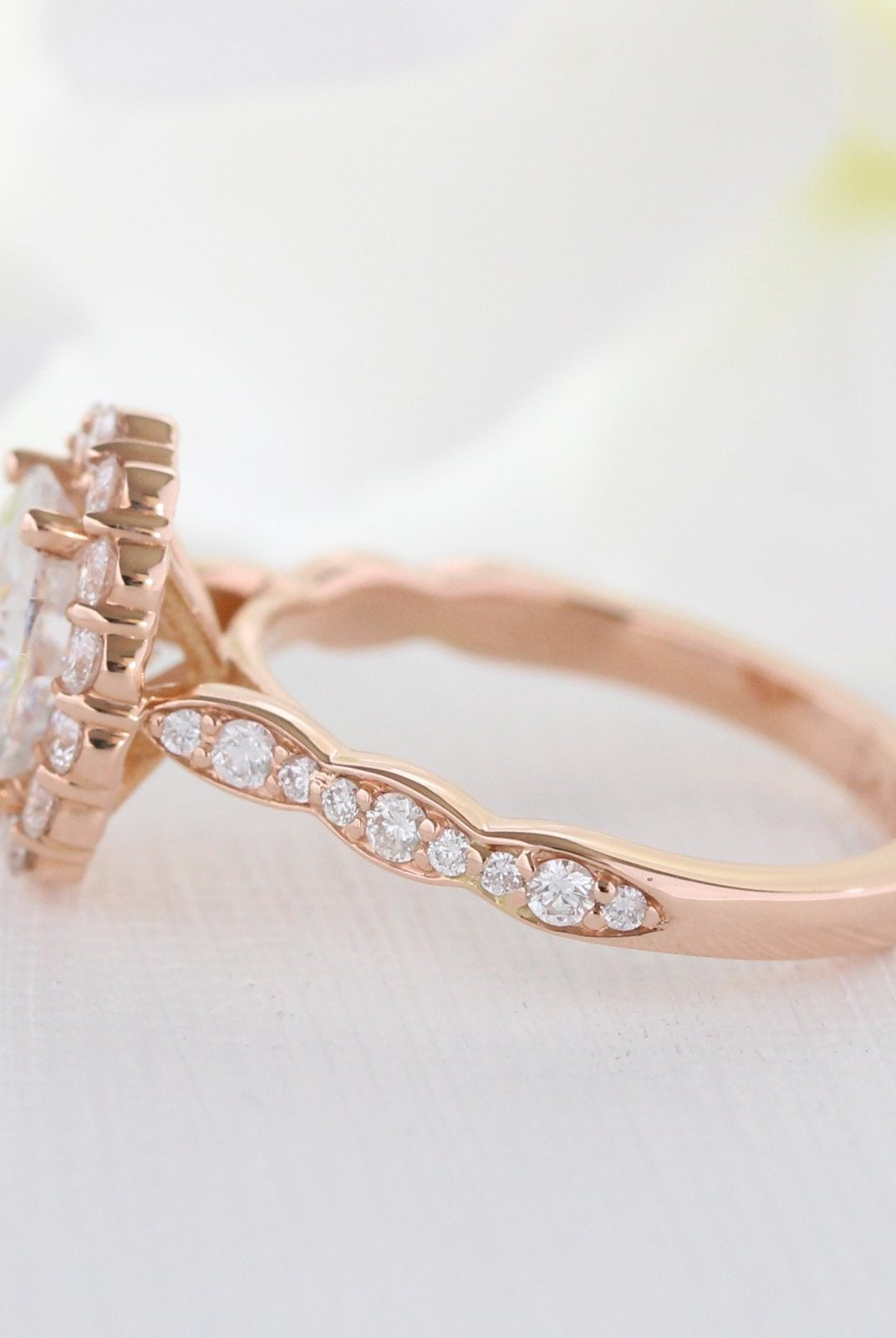 1.50CT Oval Halo Moissanite Diamond Vintage Pave Engagement Ring In Solid Gold