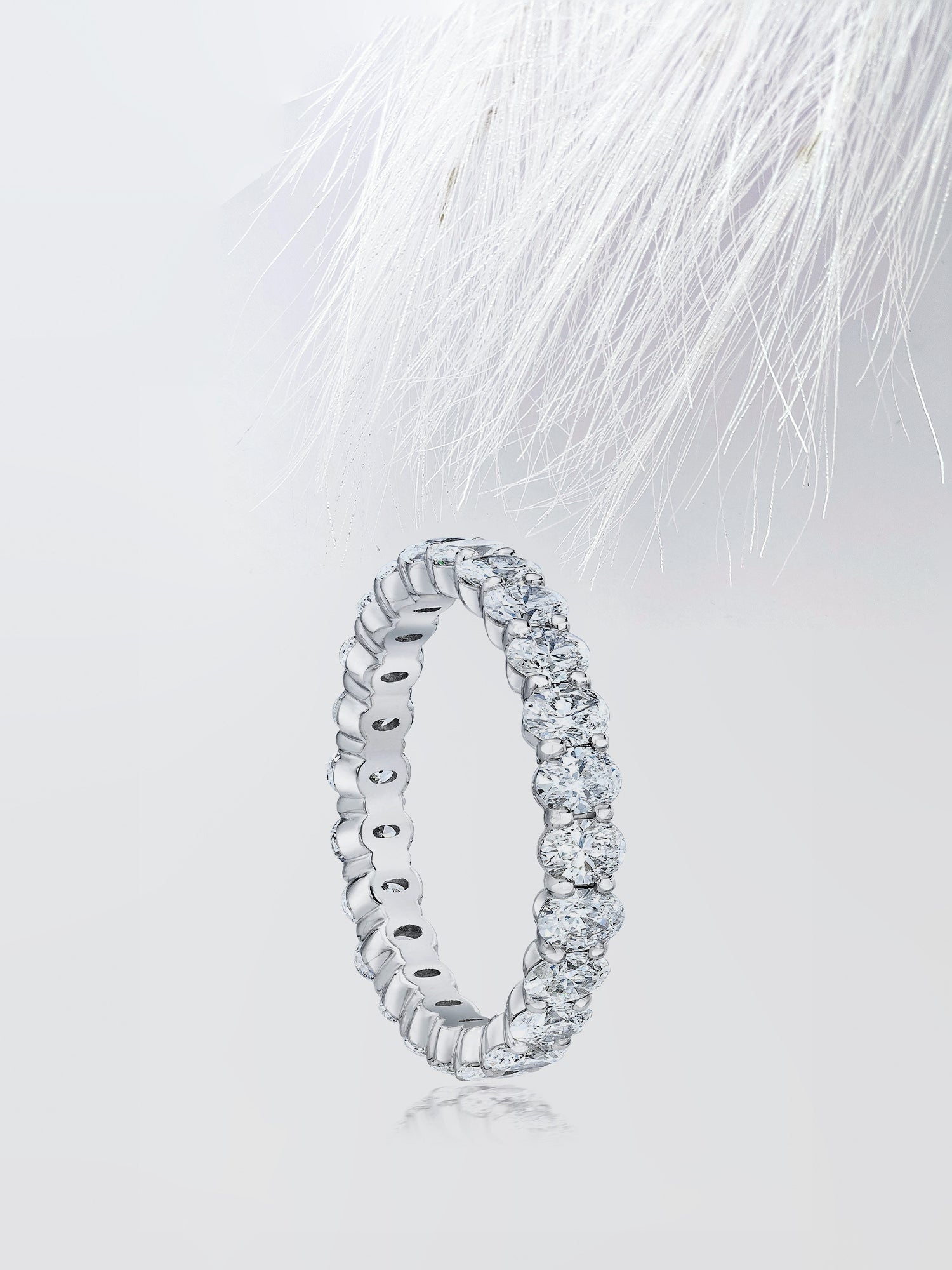 Oval Moissanite Full Eternity Diamond Wedding Band in White Gold