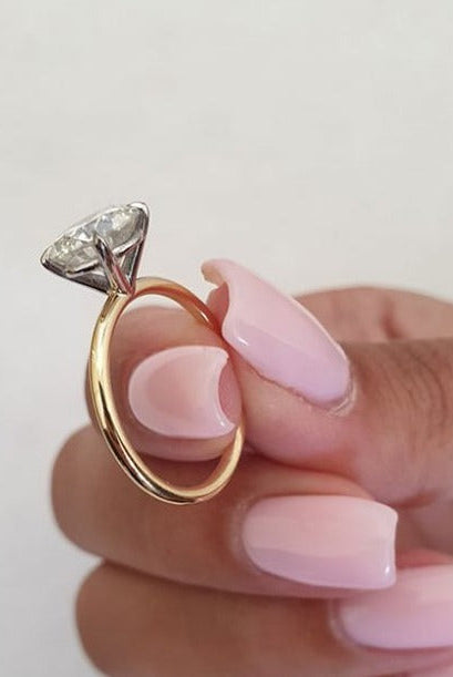 2.0ct Round Two Tone Moissanite Diamond Solitaire Engagement Ring In 14K Solid Gold