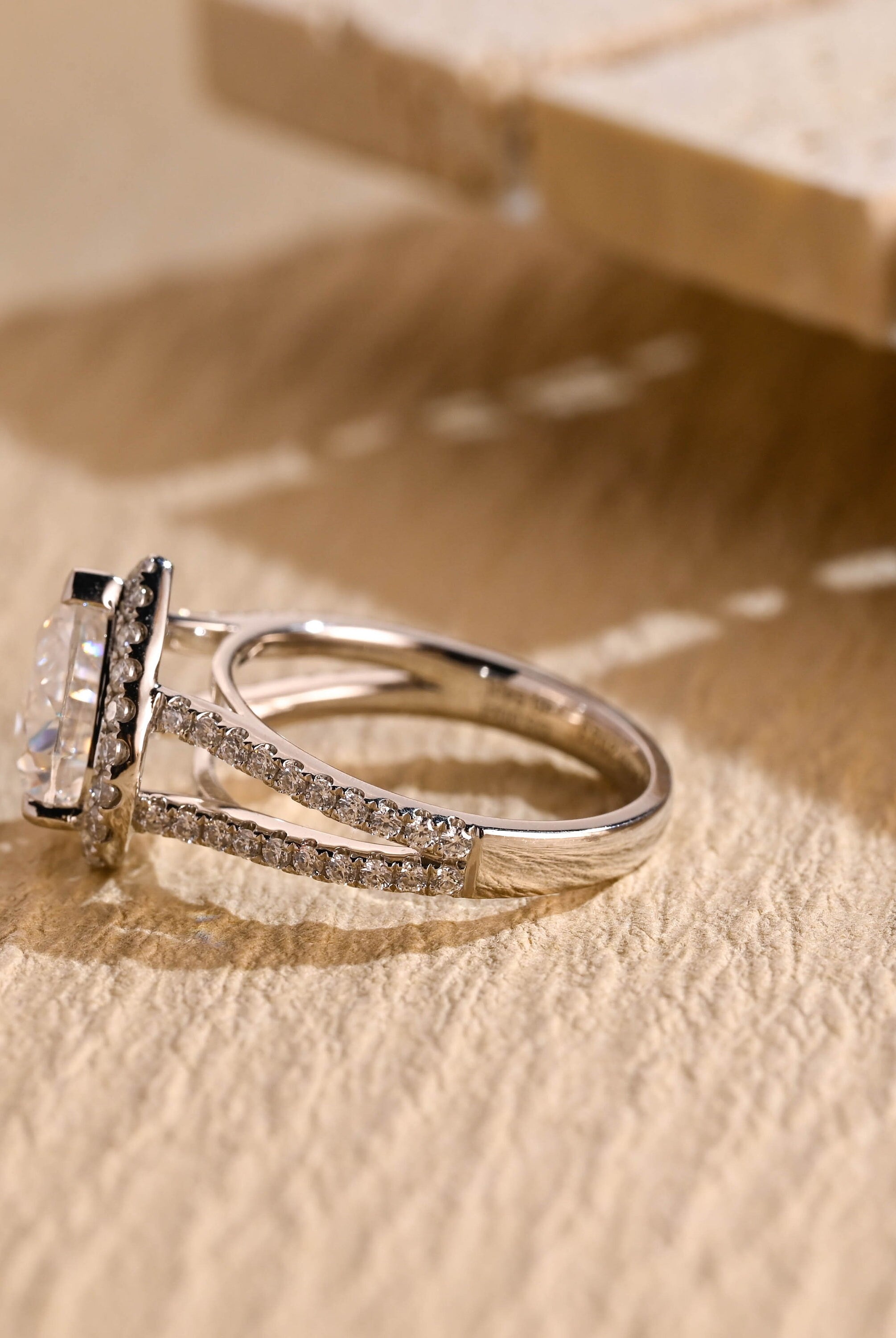 Heart Halo Moissanite Engagement Ring