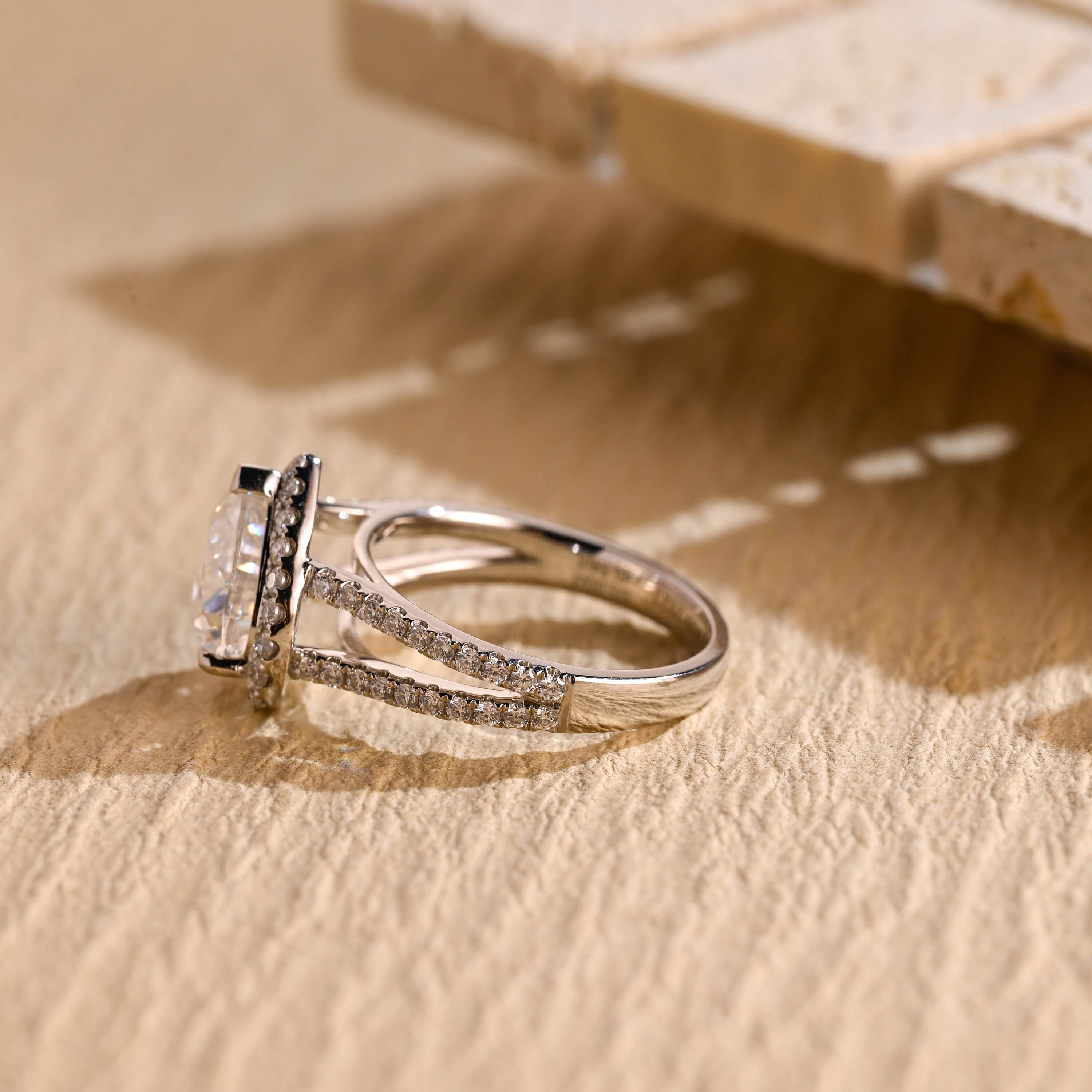 Heart Halo Moissanite Engagement Ring