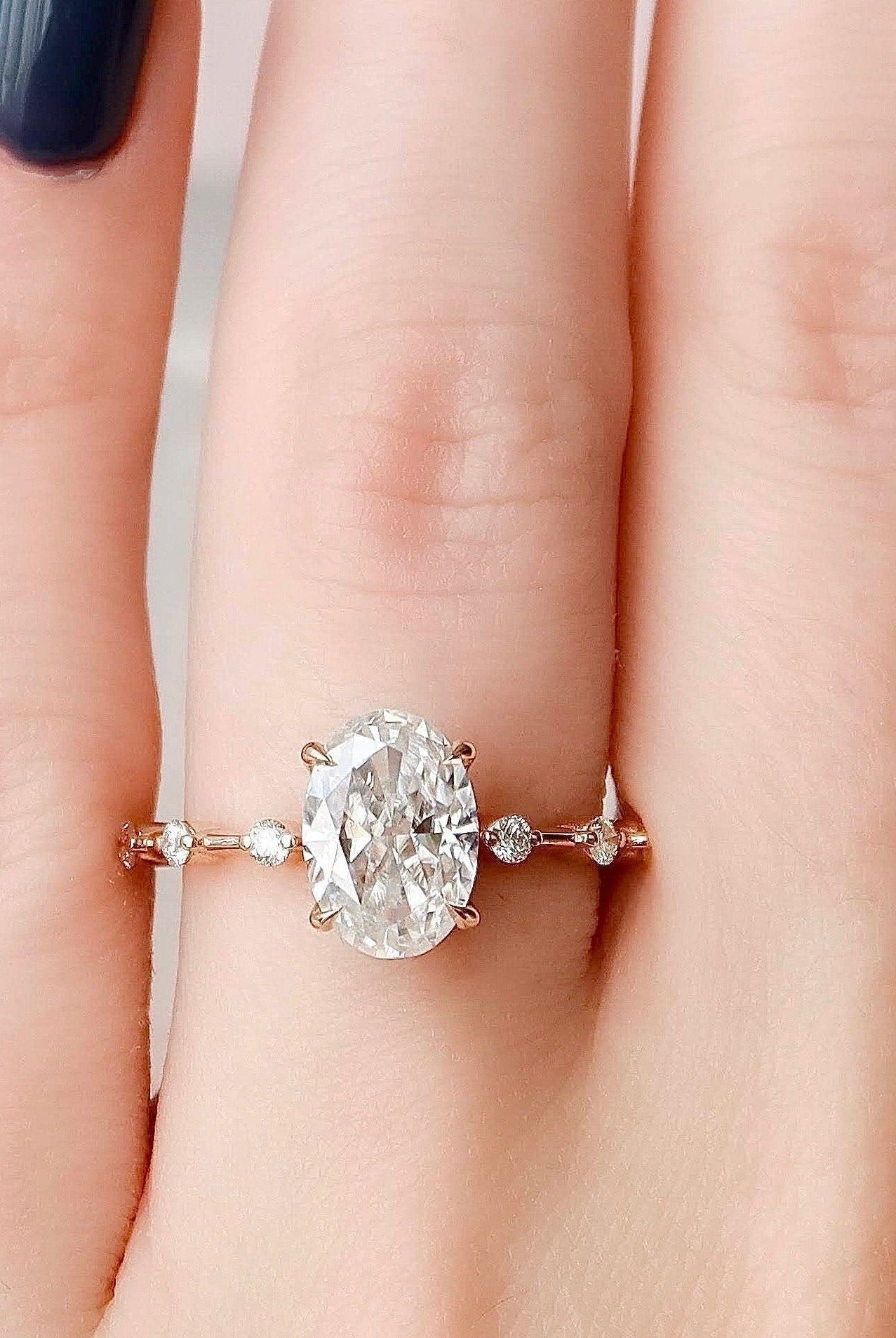 2 Carat Oval Moissanite Engagement Ring