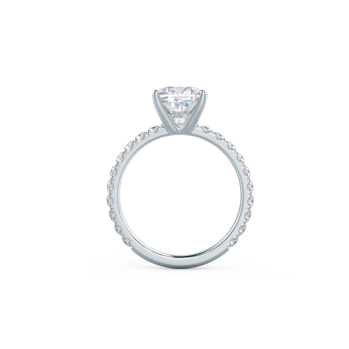 1.75CT Cushion Pave Moissanite Diamond Four Prong Engagement Ring