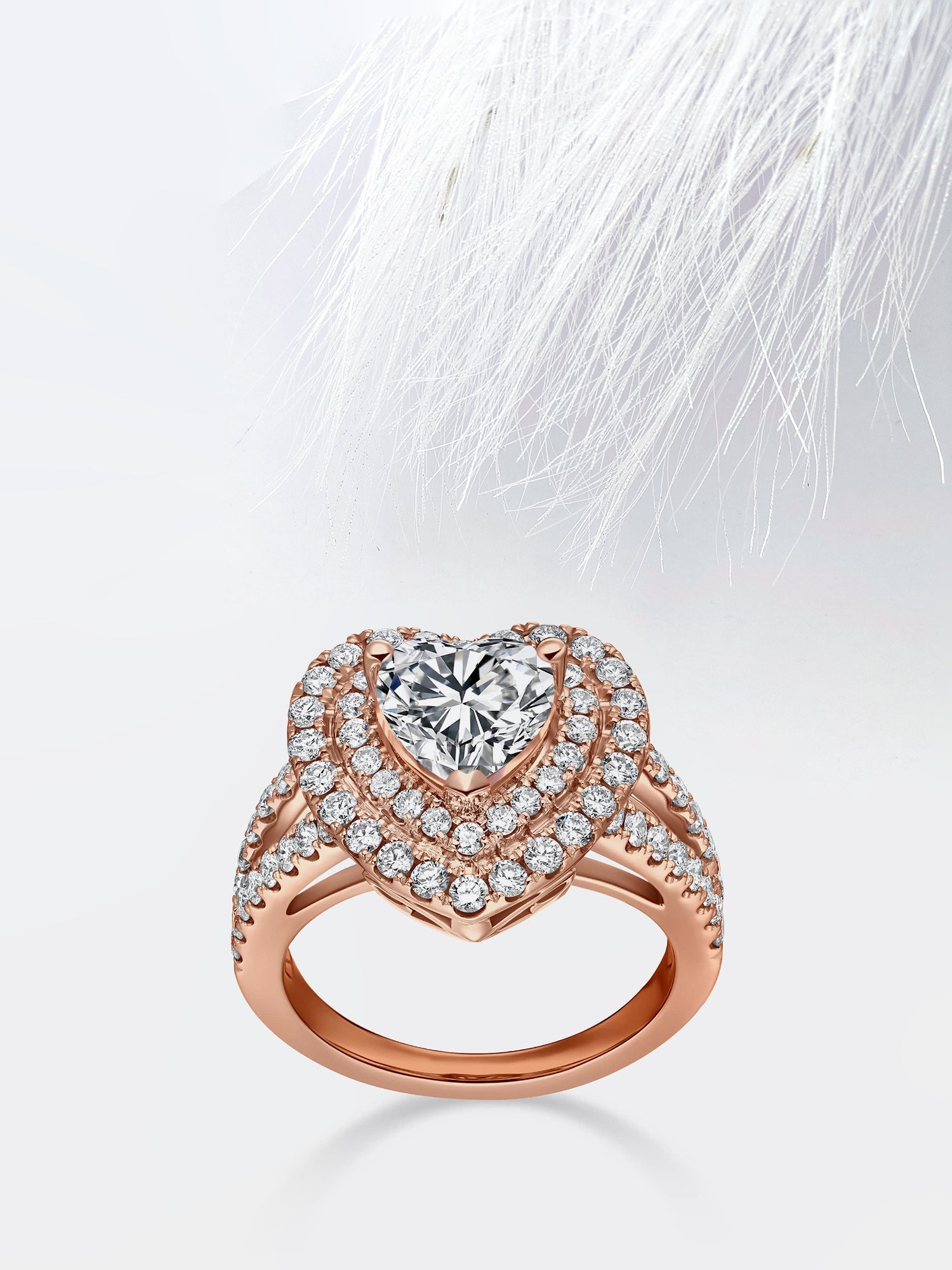 Heart Moissanite Double Halo Diamond Engagement Ring For Women